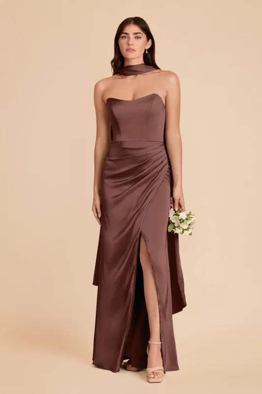 Valerie Matte Satin Scarf - Chocolate Brown made by Birdy Grey