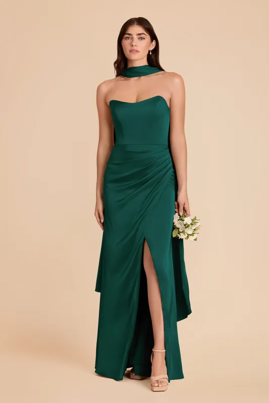 Valerie Matte Satin Scarf - Emerald made by Birdy Grey