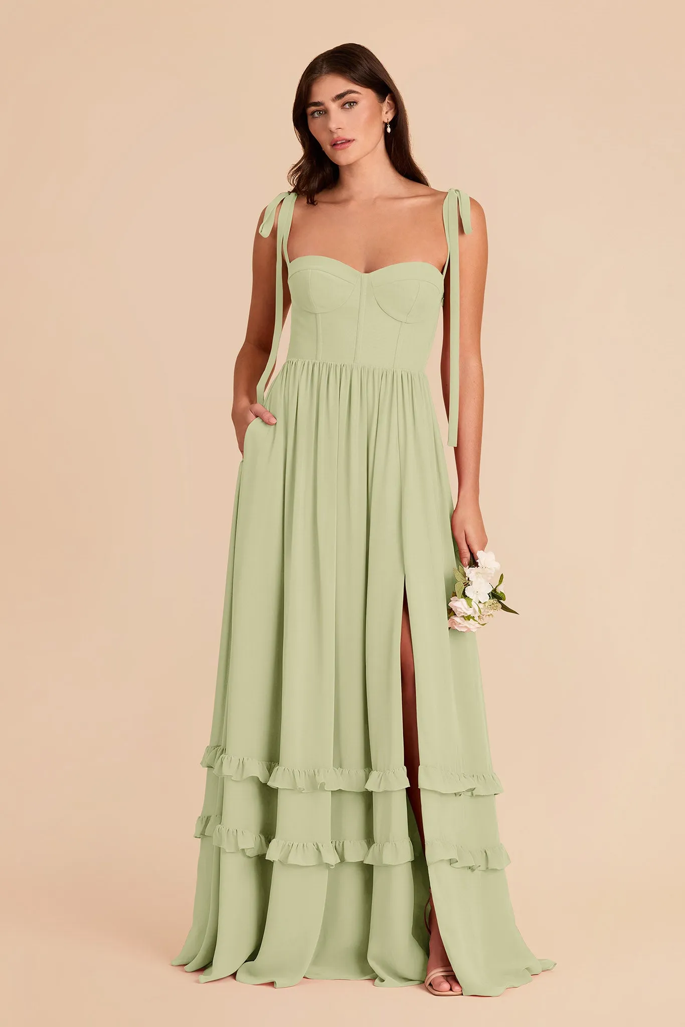 Evelyn Chiffon Dress - Pale Pistachio sold by Birdy Grey product image thumbnail 4