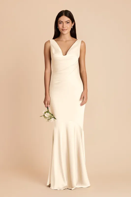 Alexis Matte Satin Dress - Ivory Cream made by Birdy Grey