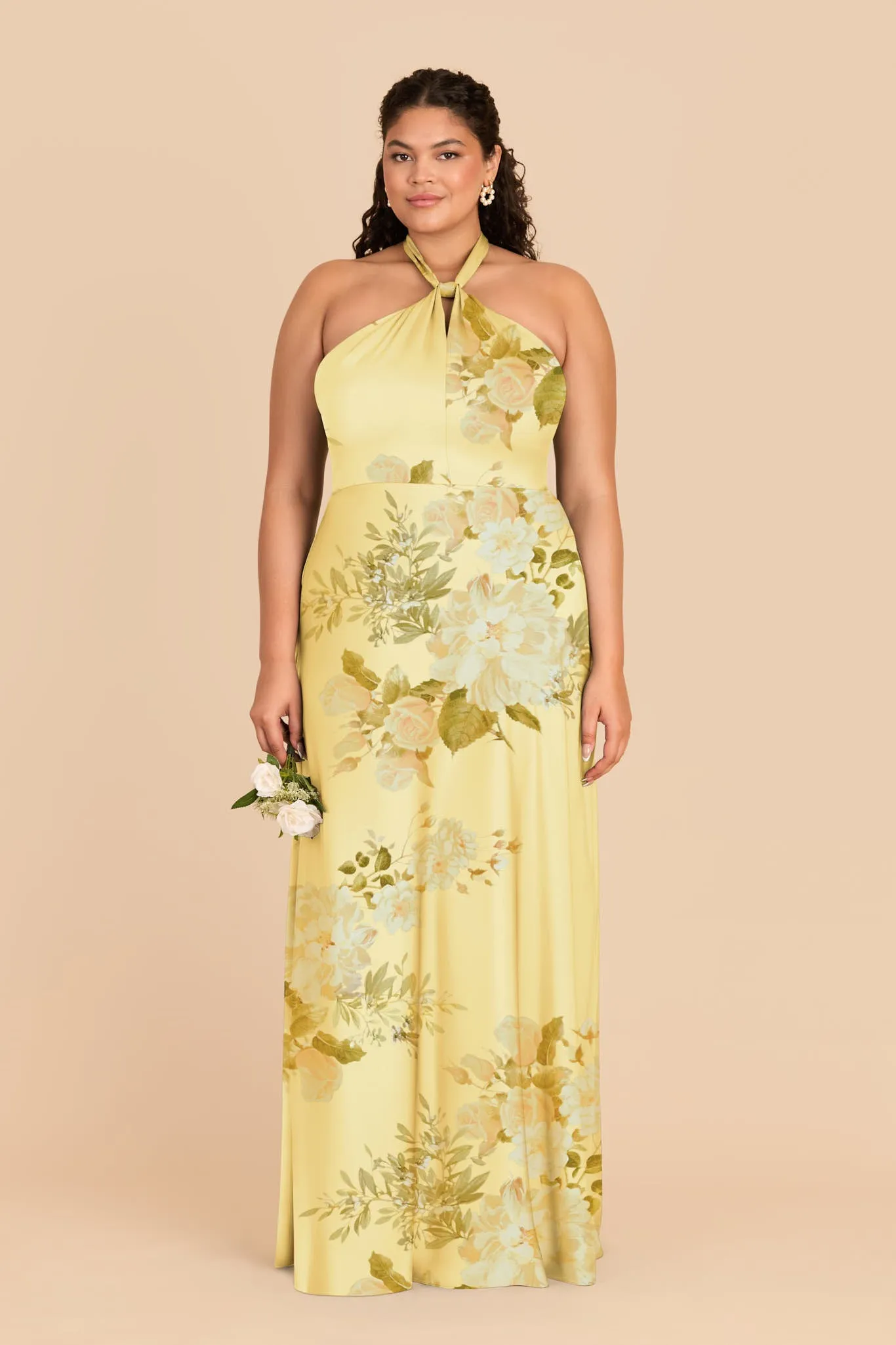 Monica Matte Satin Dress - Lemon Sorbet Romantic Bouquet sold by Birdy Grey product image thumbnail 4