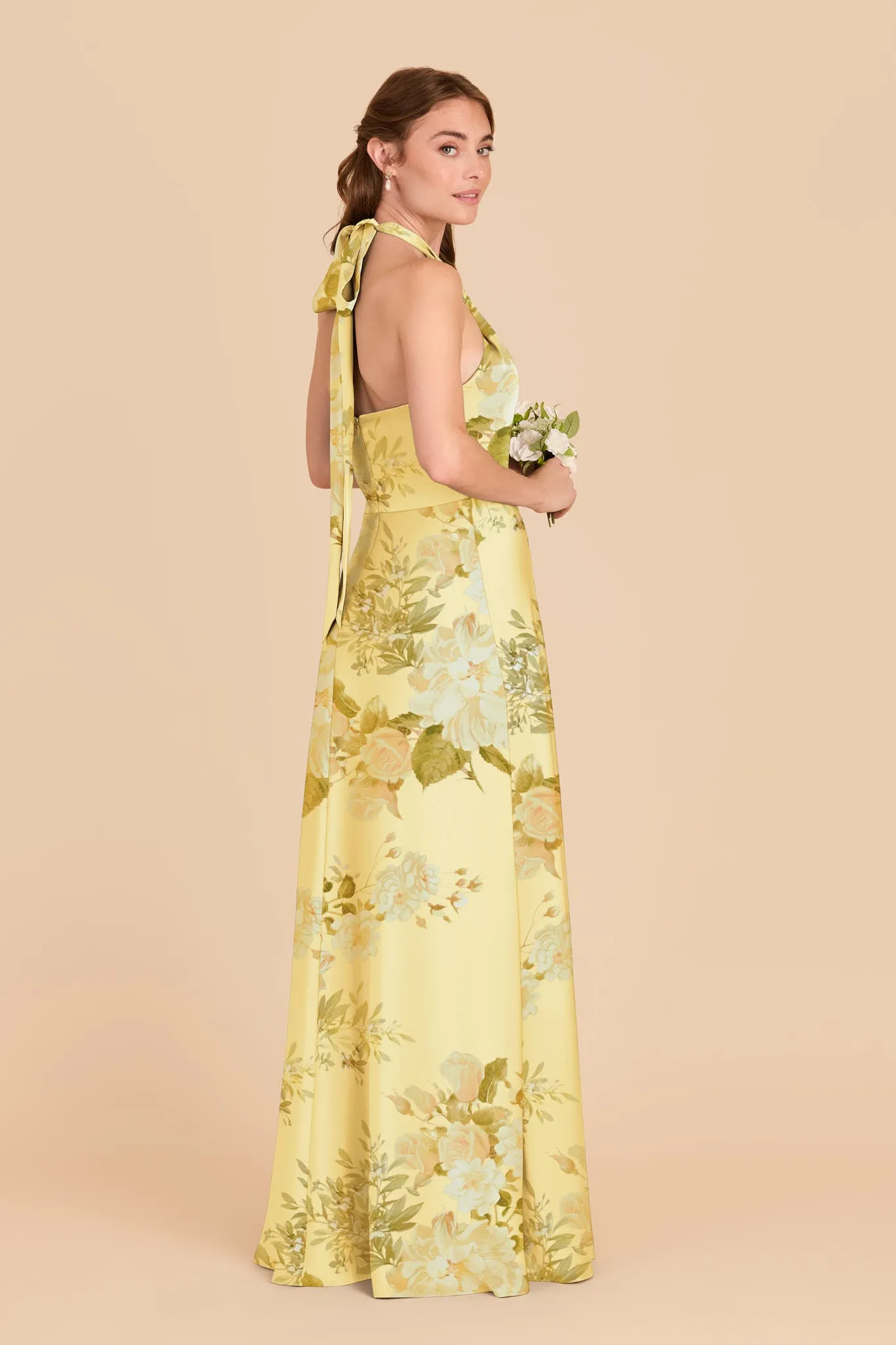 Monica Matte Satin Dress - Lemon Sorbet Romantic Bouquet sold by Birdy Grey product image thumbnail 2
