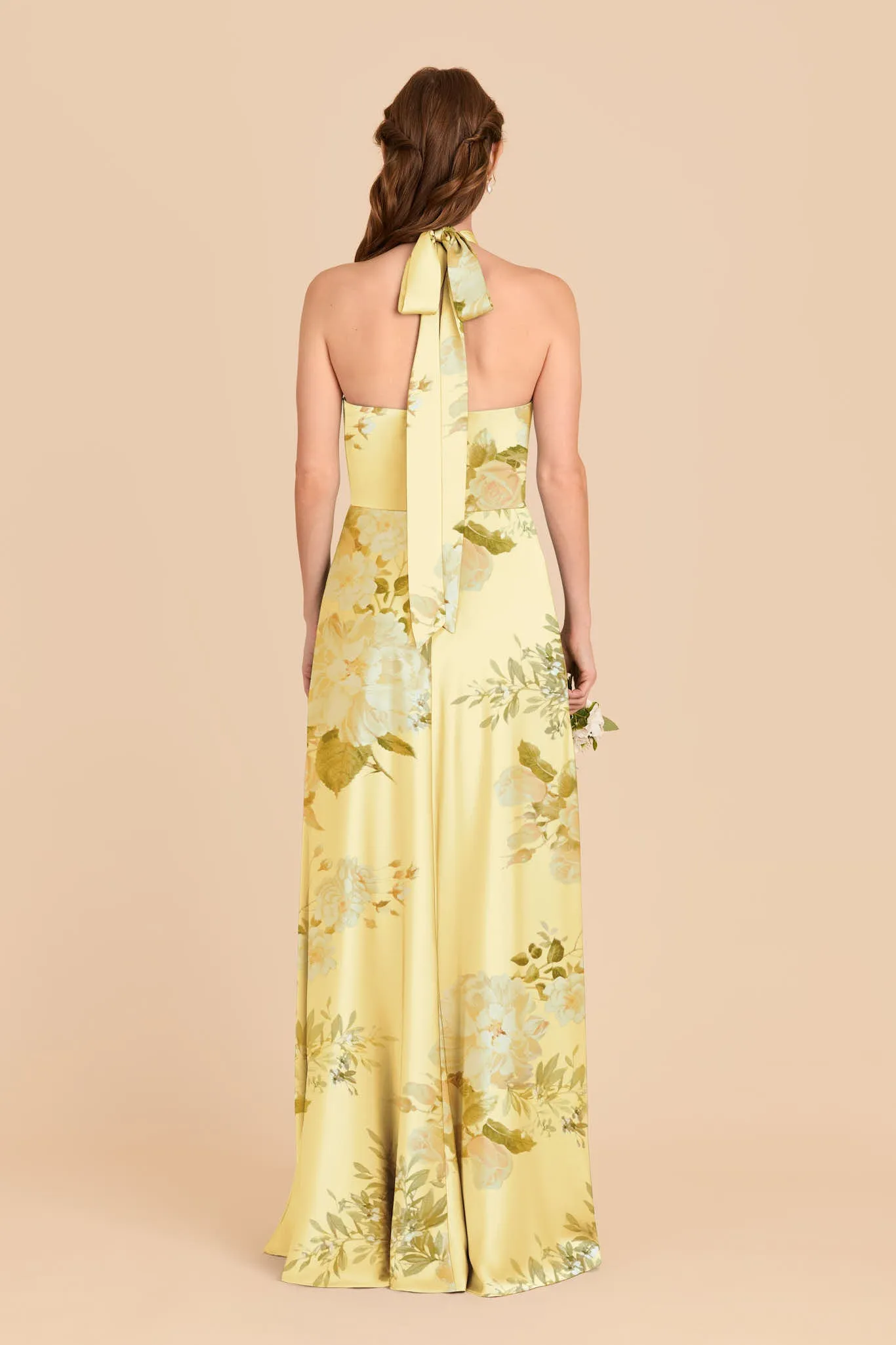 Monica Matte Satin Dress - Lemon Sorbet Romantic Bouquet sold by Birdy Grey product image thumbnail 3
