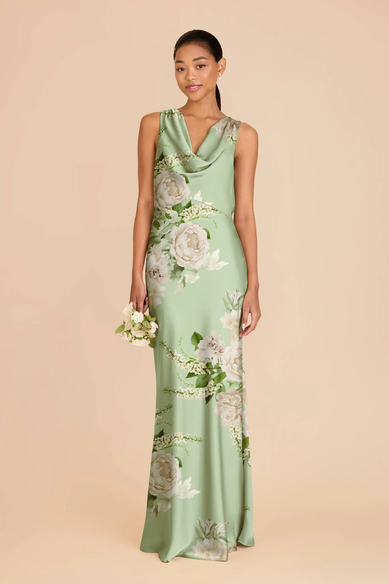 Bonnie Matte Satin Dress - Pistachio Garden Bloom sold by Birdy Grey product image thumbnail 2