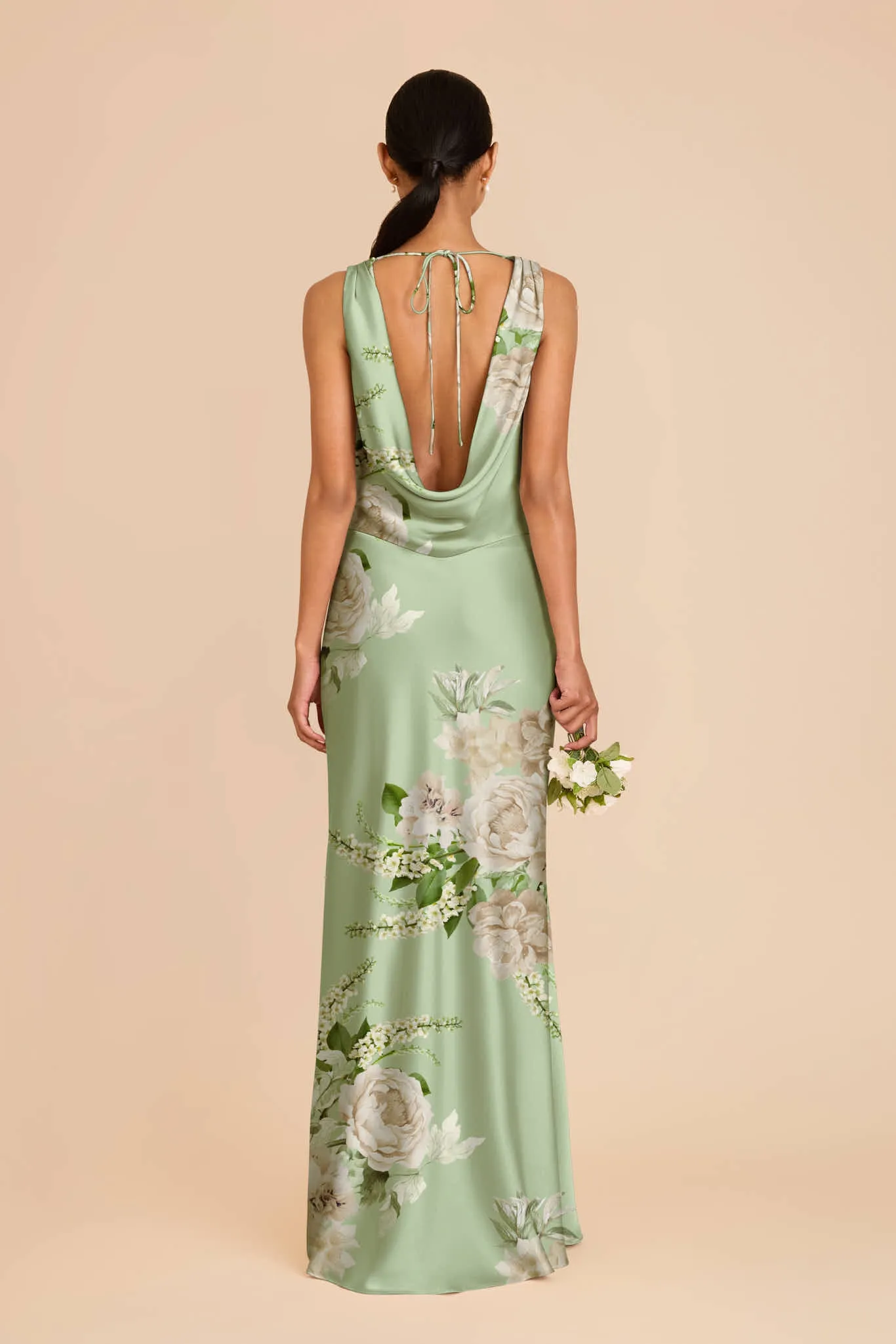 Bonnie Matte Satin Dress - Pistachio Garden Bloom sold by Birdy Grey product image thumbnail 4