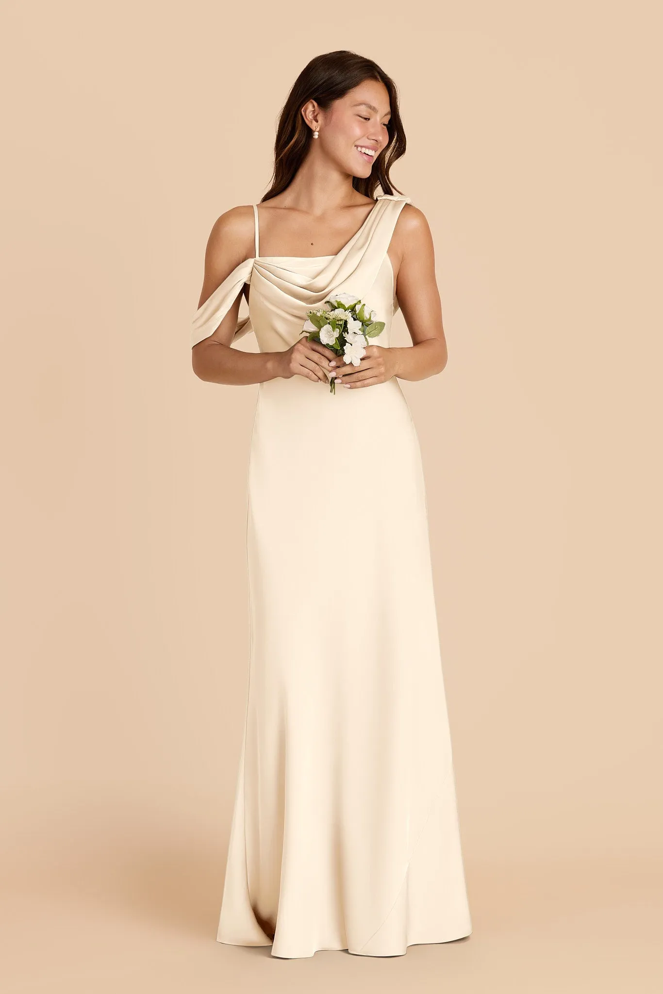 Freya Matte Satin Dress - Ivory Cream sold by Birdy Grey product image thumbnail 2