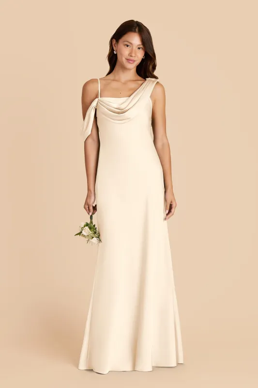 Freya Matte Satin Dress - Ivory Cream made by Birdy Grey
