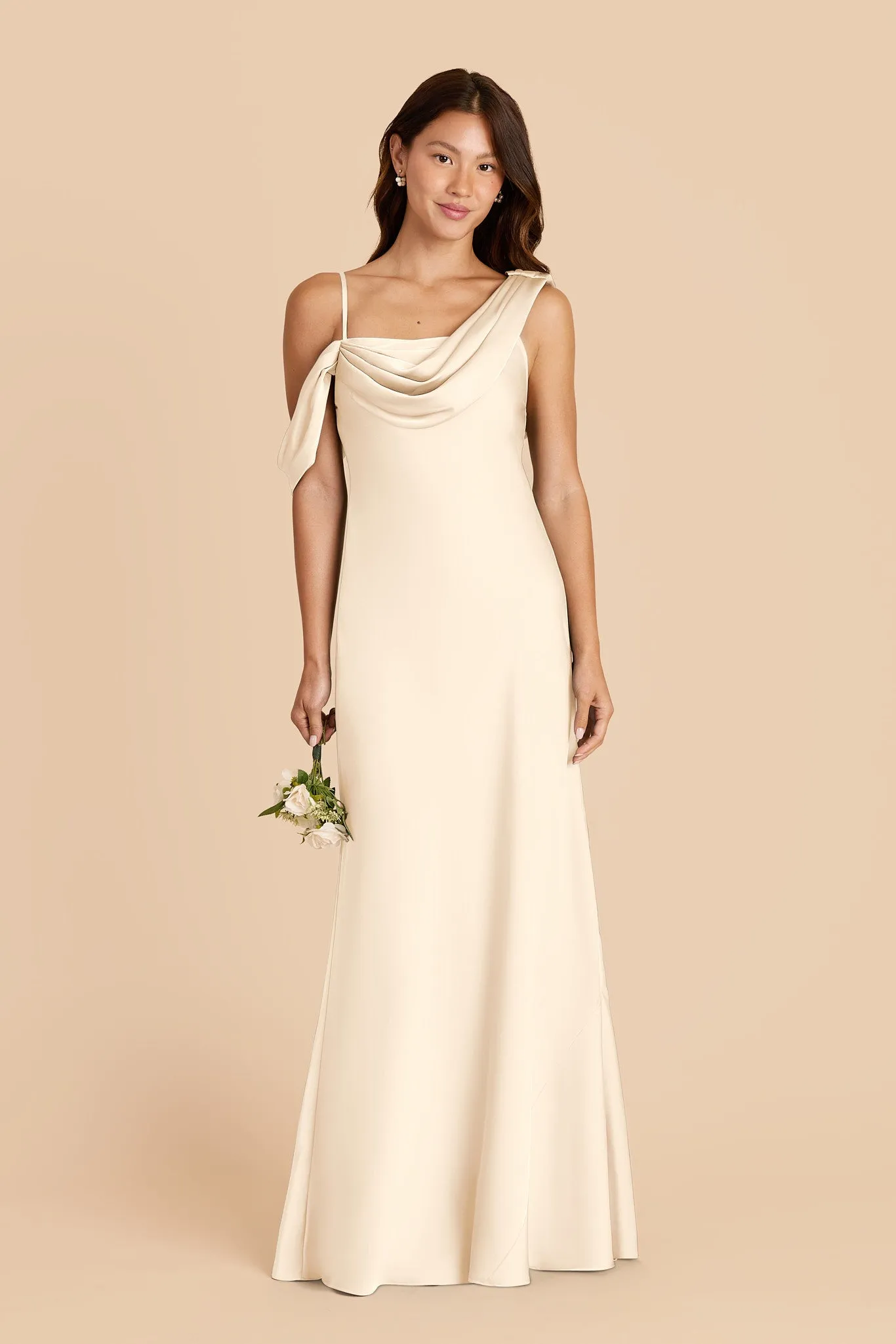 Freya Matte Satin Dress - Ivory Cream sold by Birdy Grey