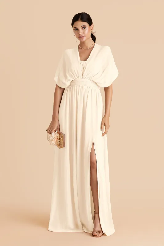 Grace Chiffon Dress Slit - Ivory Cream made by Birdy Grey
