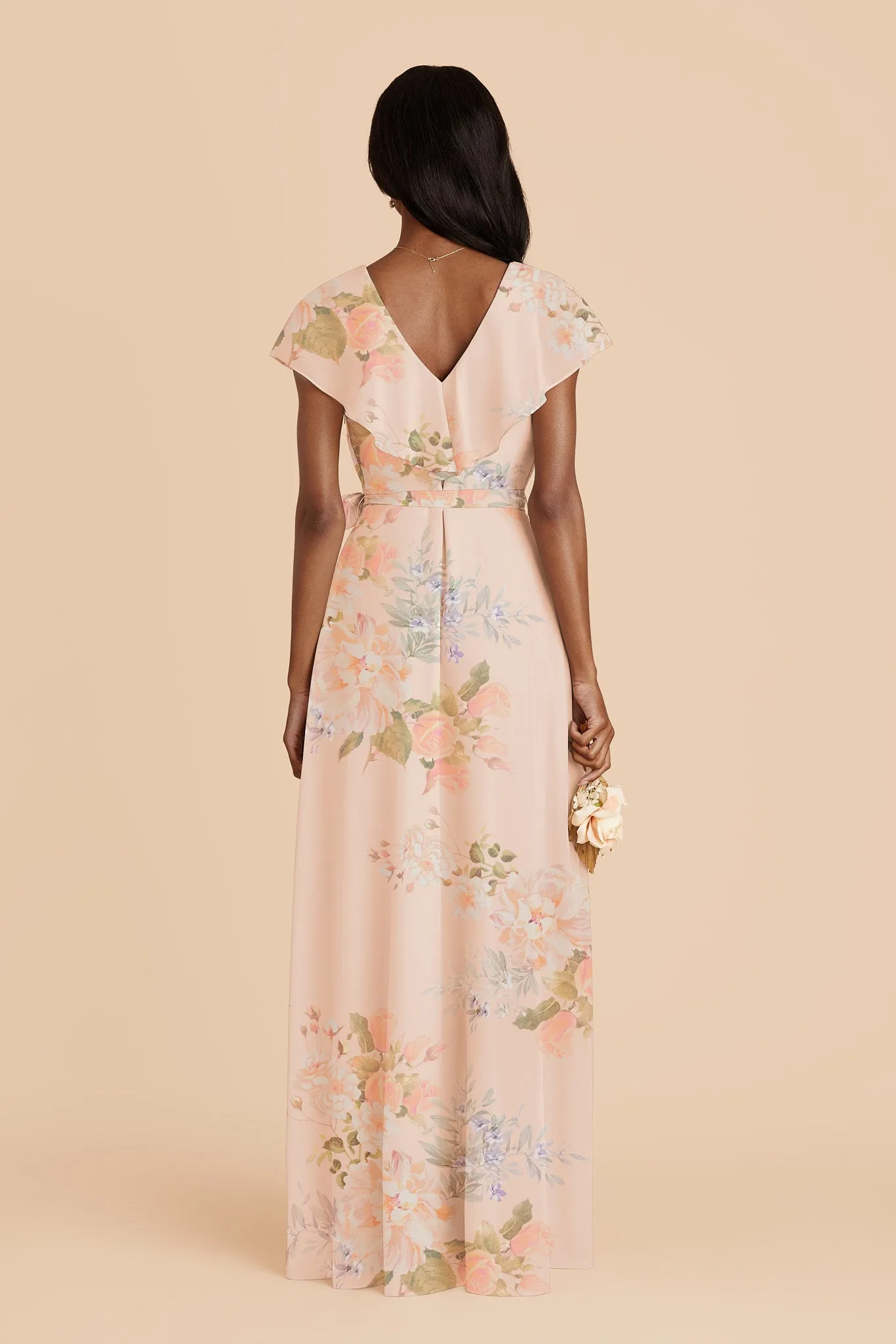 Jackson Chiffon Dress - Pale Blush Romantic Bouquet sold by Birdy Grey product image thumbnail 3