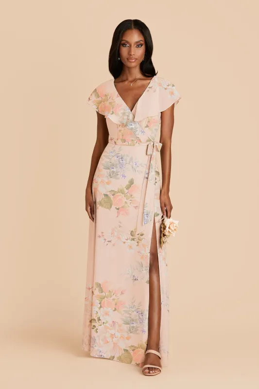 Jackson Chiffon Dress - Pale Blush Romantic Bouquet made by Birdy Grey
