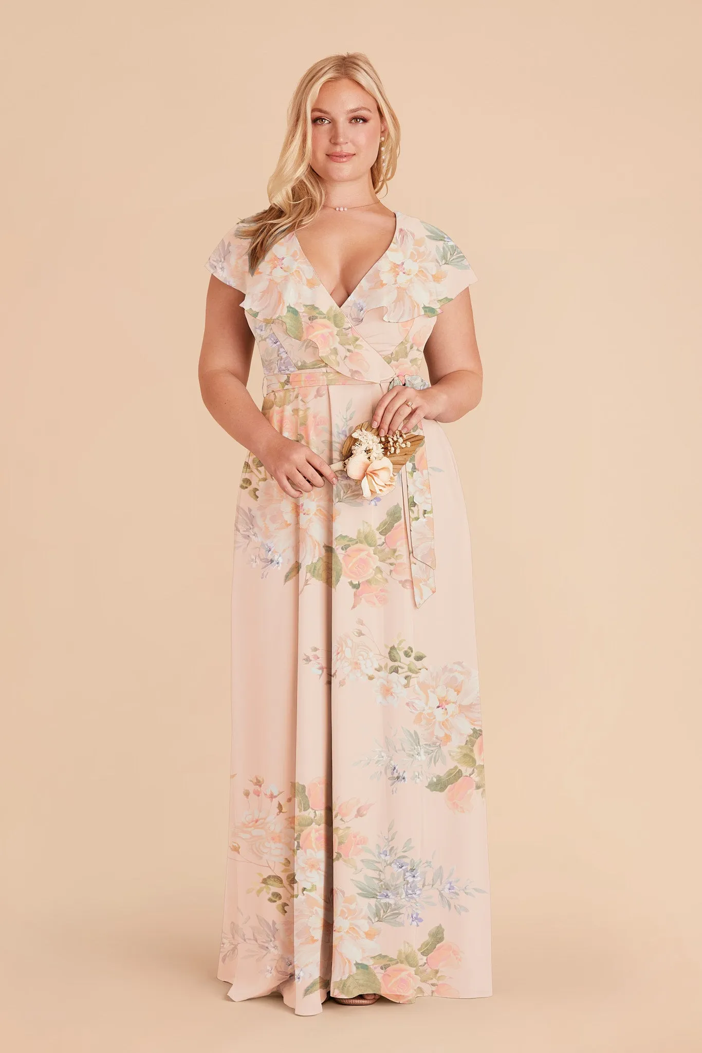 Jackson Chiffon Dress - Pale Blush Romantic Bouquet sold by Birdy Grey product image thumbnail 2