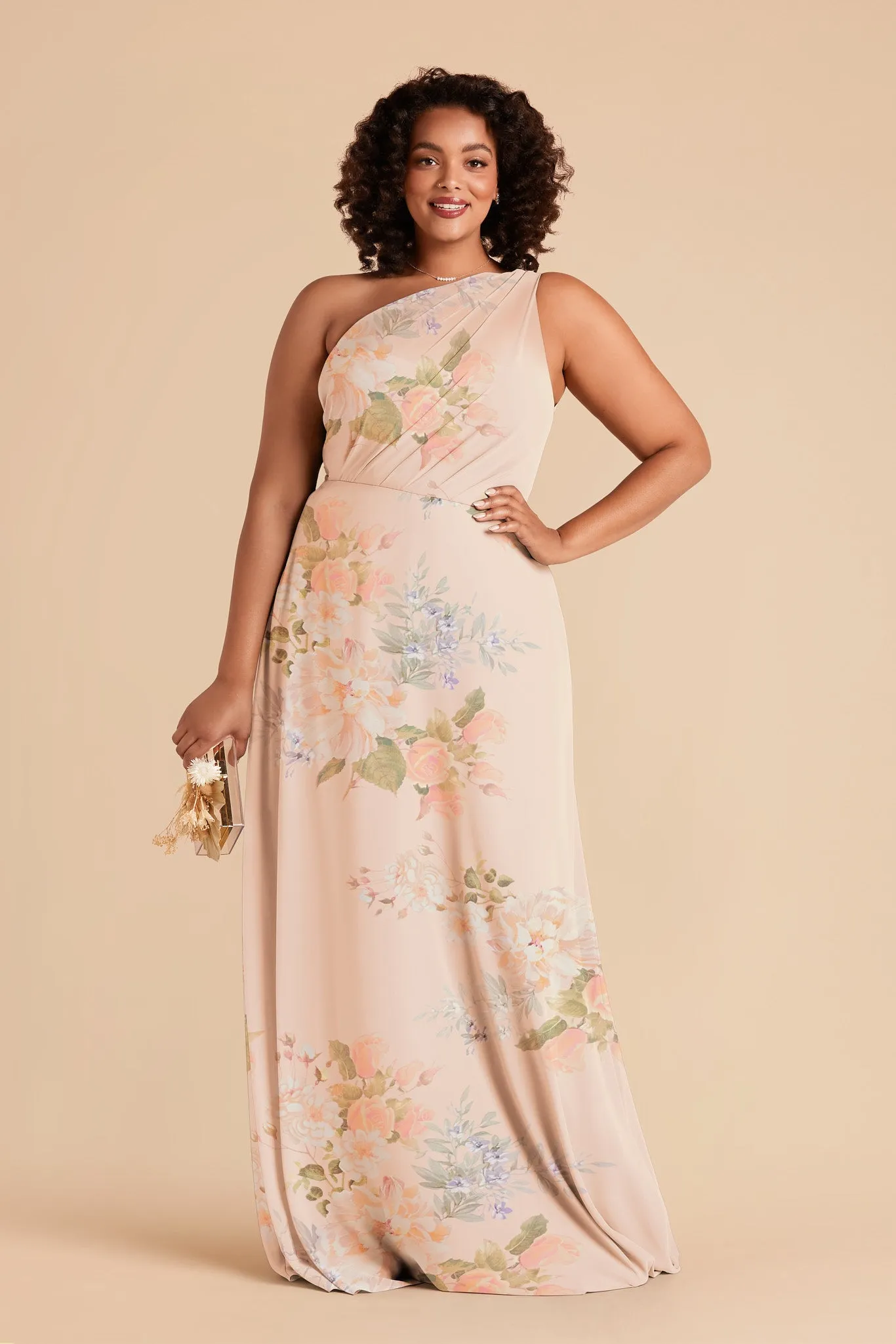 Kira Chiffon Dress - Pale Blush Romantic Bouquet sold by Birdy Grey product image thumbnail 2
