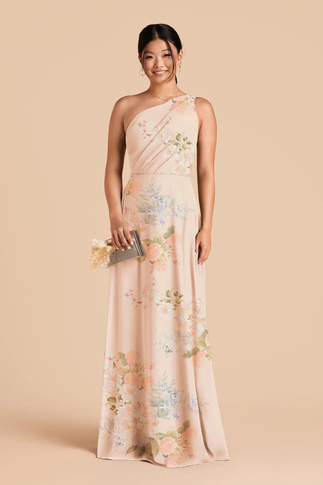 Kira Chiffon Dress - Pale Blush Romantic Bouquet sold by Birdy Grey
