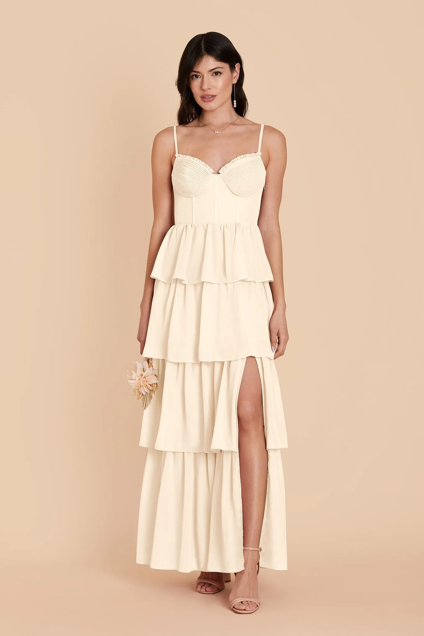 Lola Chiffon Dress - Ivory Cream sold by Birdy Grey