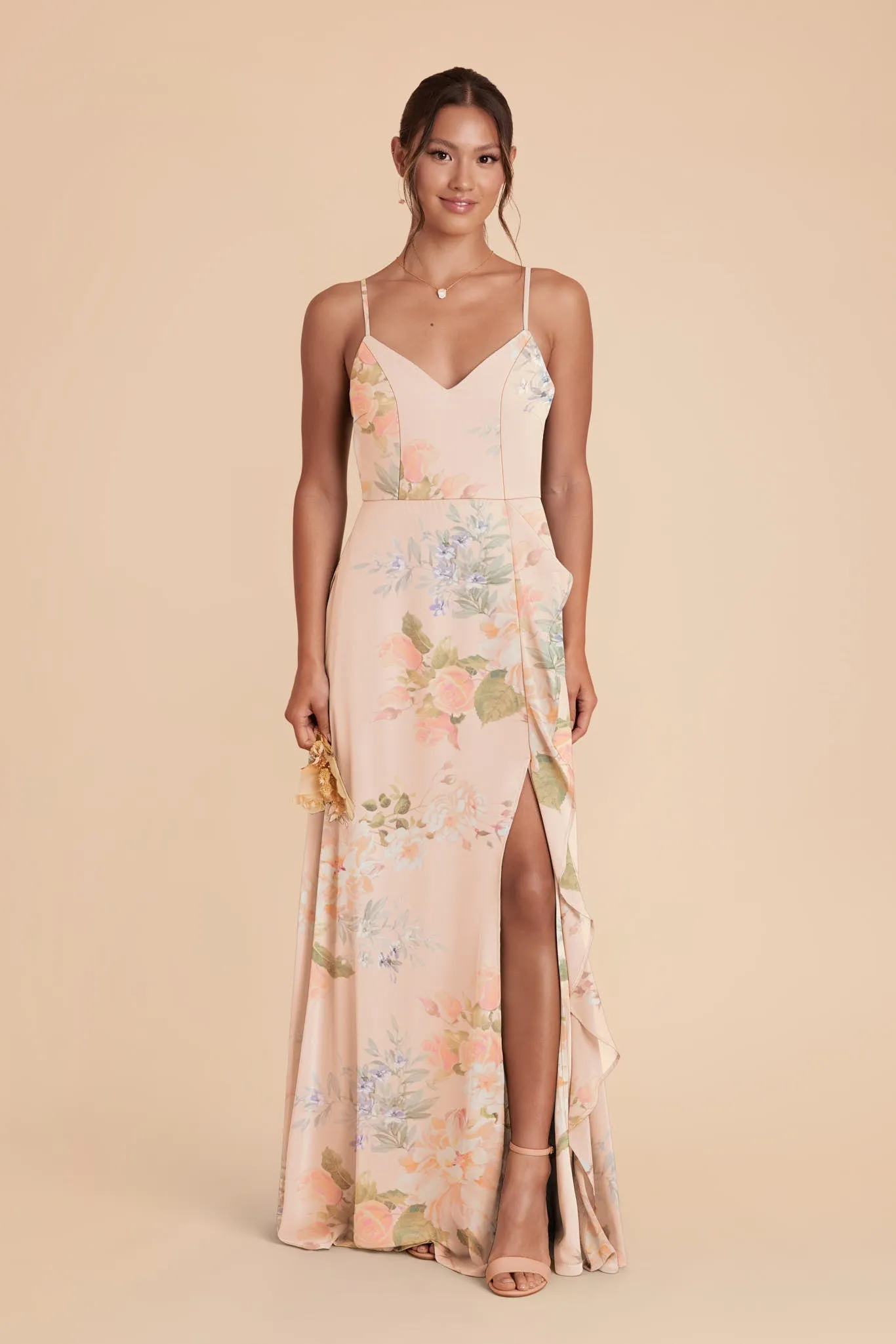 Theresa Chiffon Dress - Pale Blush Romantic Bouquet sold by Birdy Grey