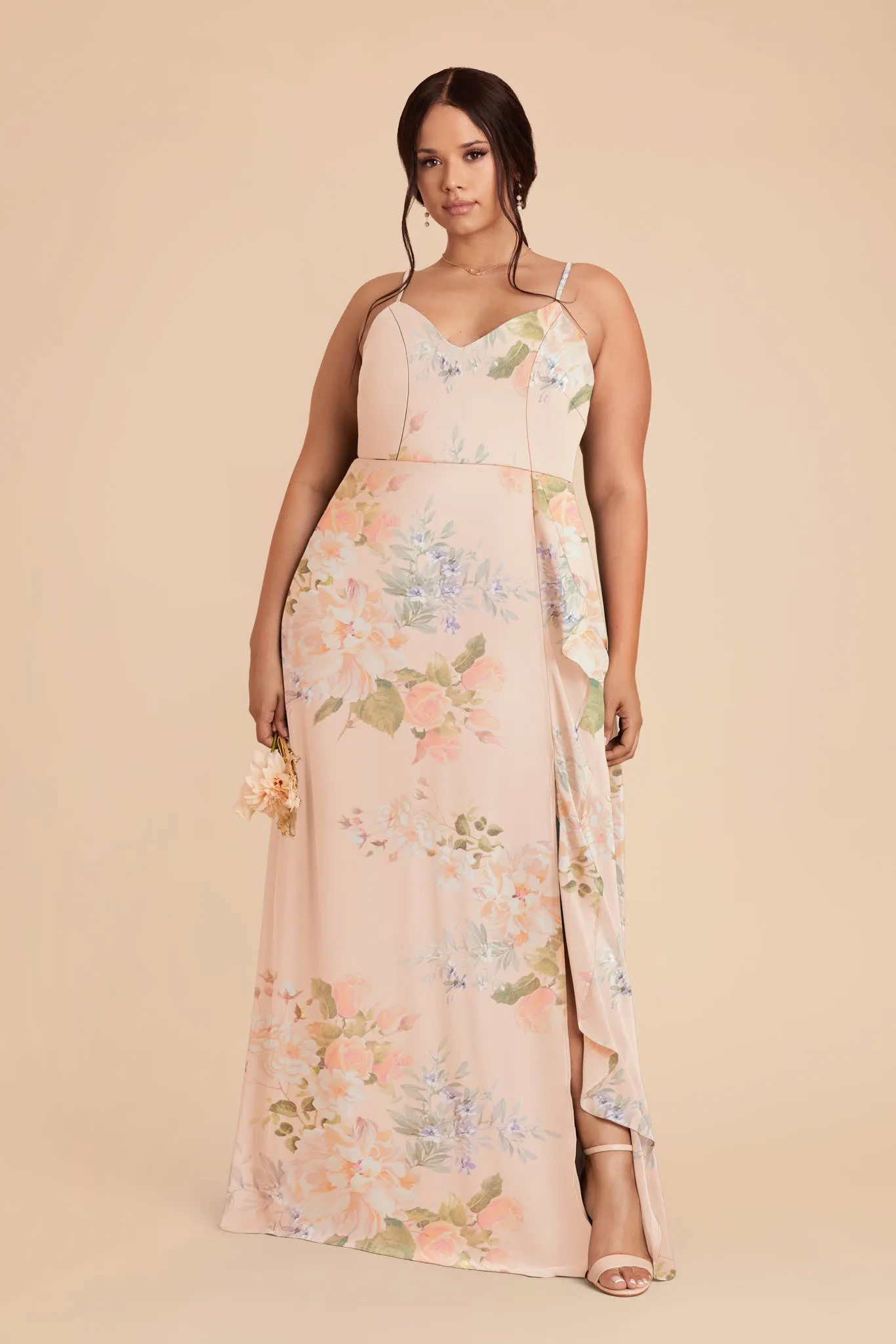 Theresa Chiffon Dress - Pale Blush Romantic Bouquet sold by Birdy Grey product image thumbnail 2