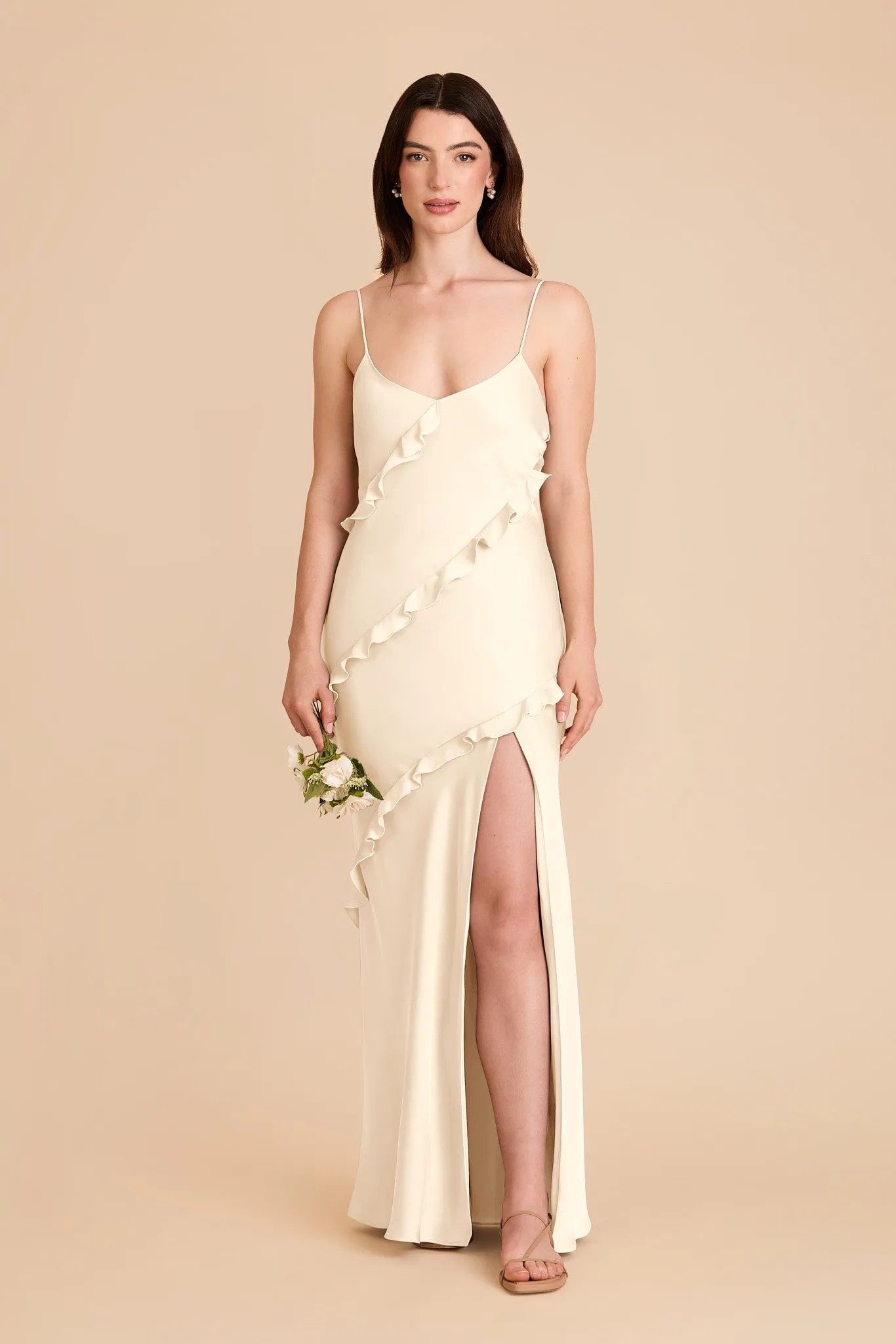 Valentina Matte Satin Dress - Ivory Cream sold by Birdy Grey