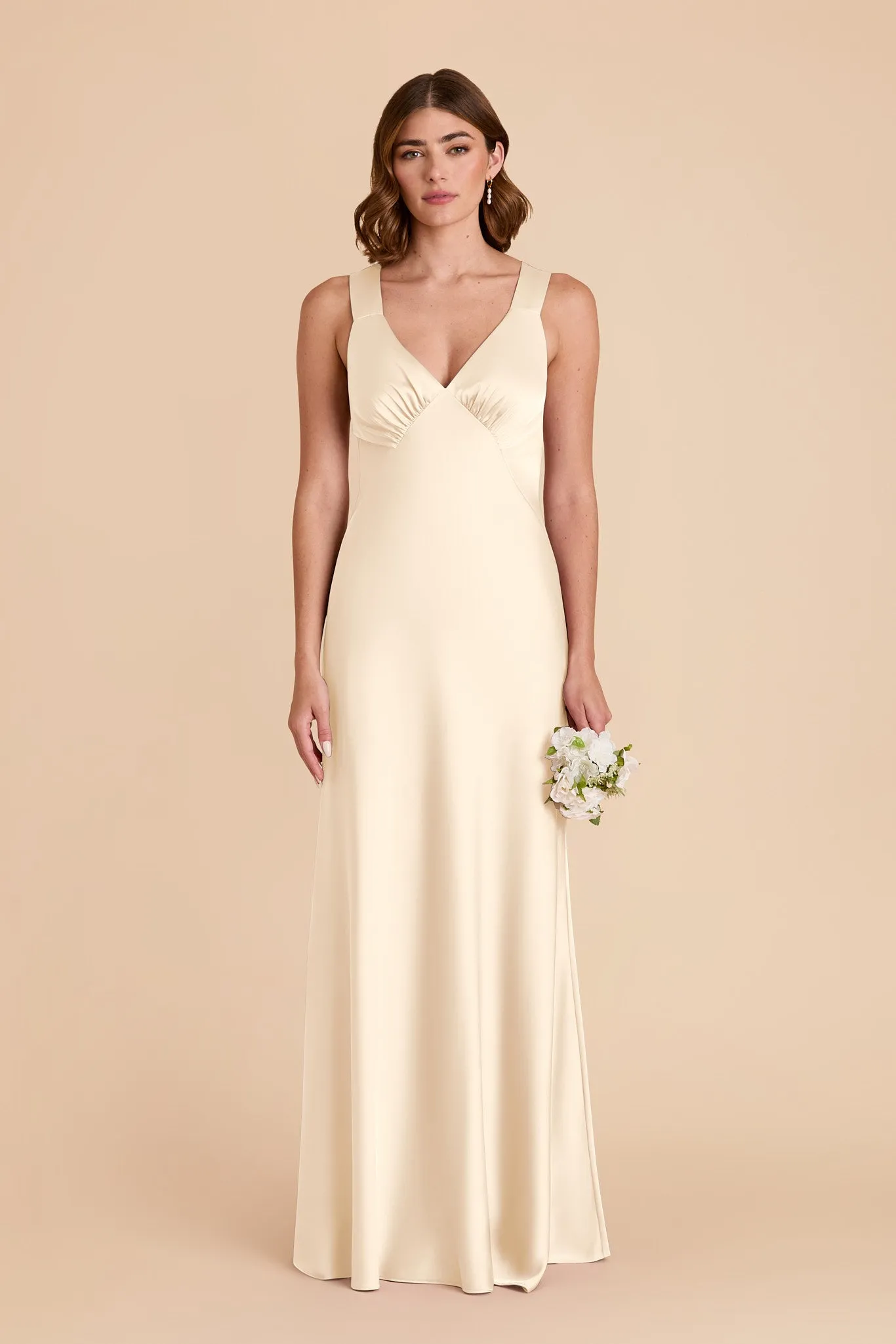 Veronica Matte Satin Dress - Ivory Cream sold by Birdy Grey