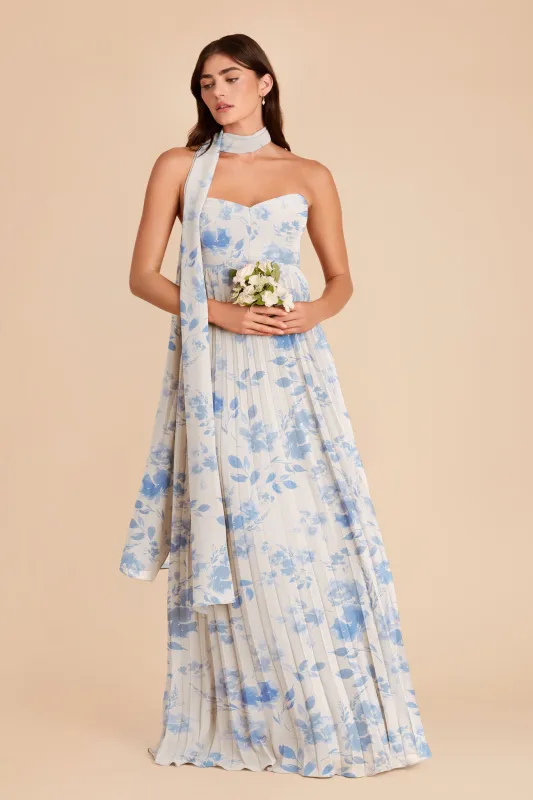 Vera Chiffon Scarf - Blue Rococo Floral made by Birdy Grey