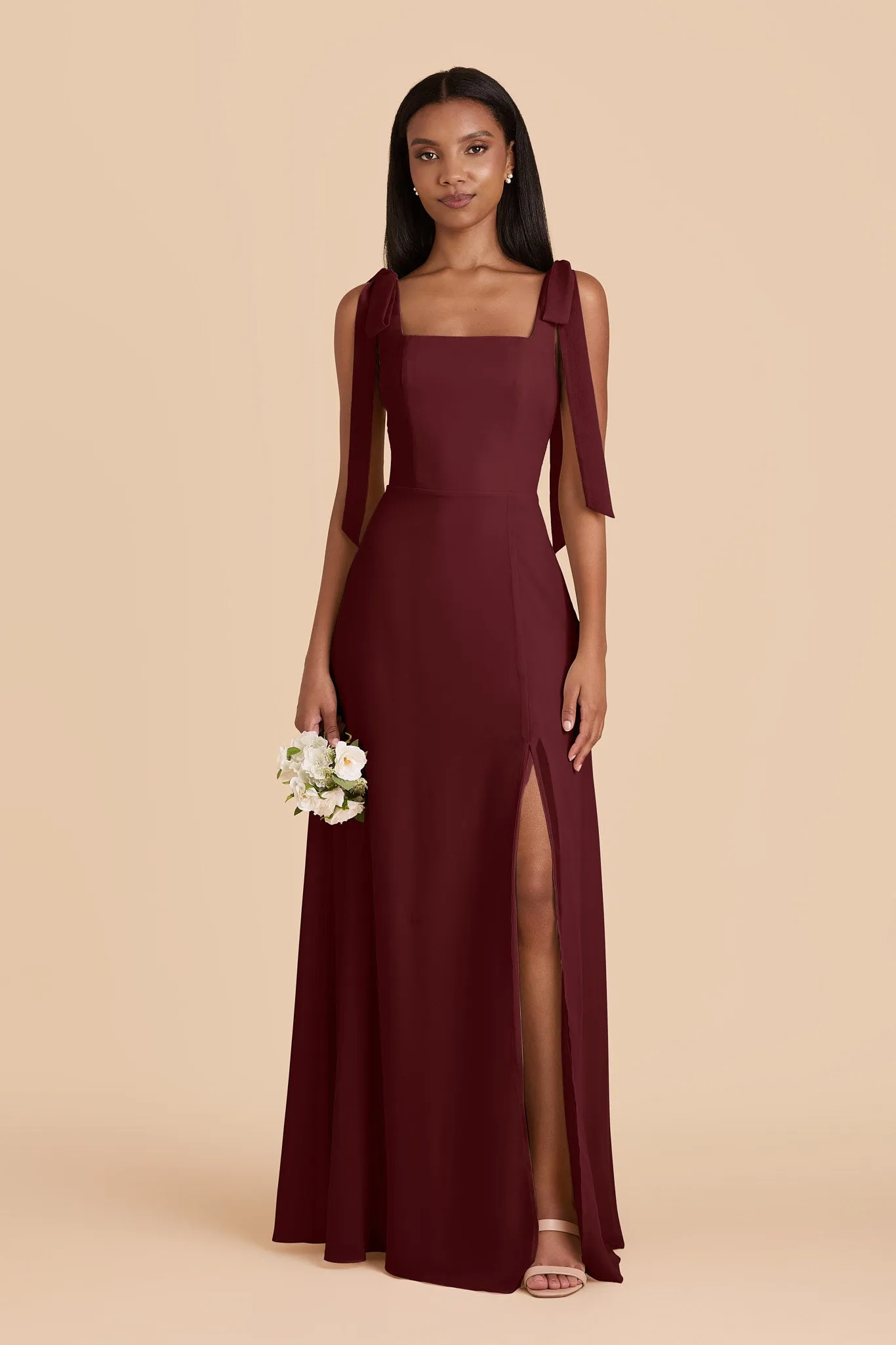 Alex Chiffon Dress - Black Cherry sold by Birdy Grey