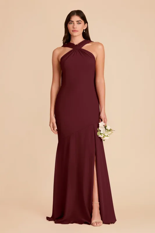 Eileen Chiffon Dress - Black Cherry made by Birdy Grey