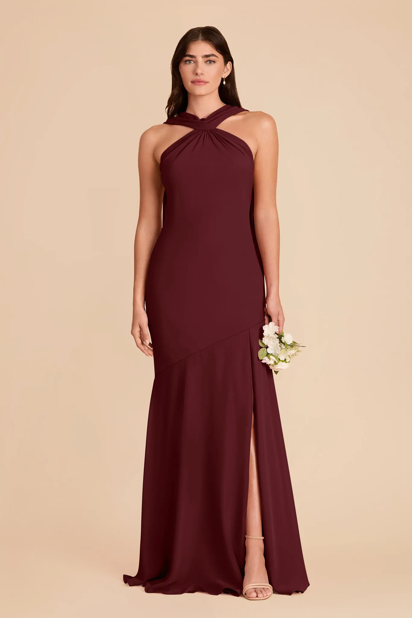 Eileen Chiffon Dress - Black Cherry sold by Birdy Grey