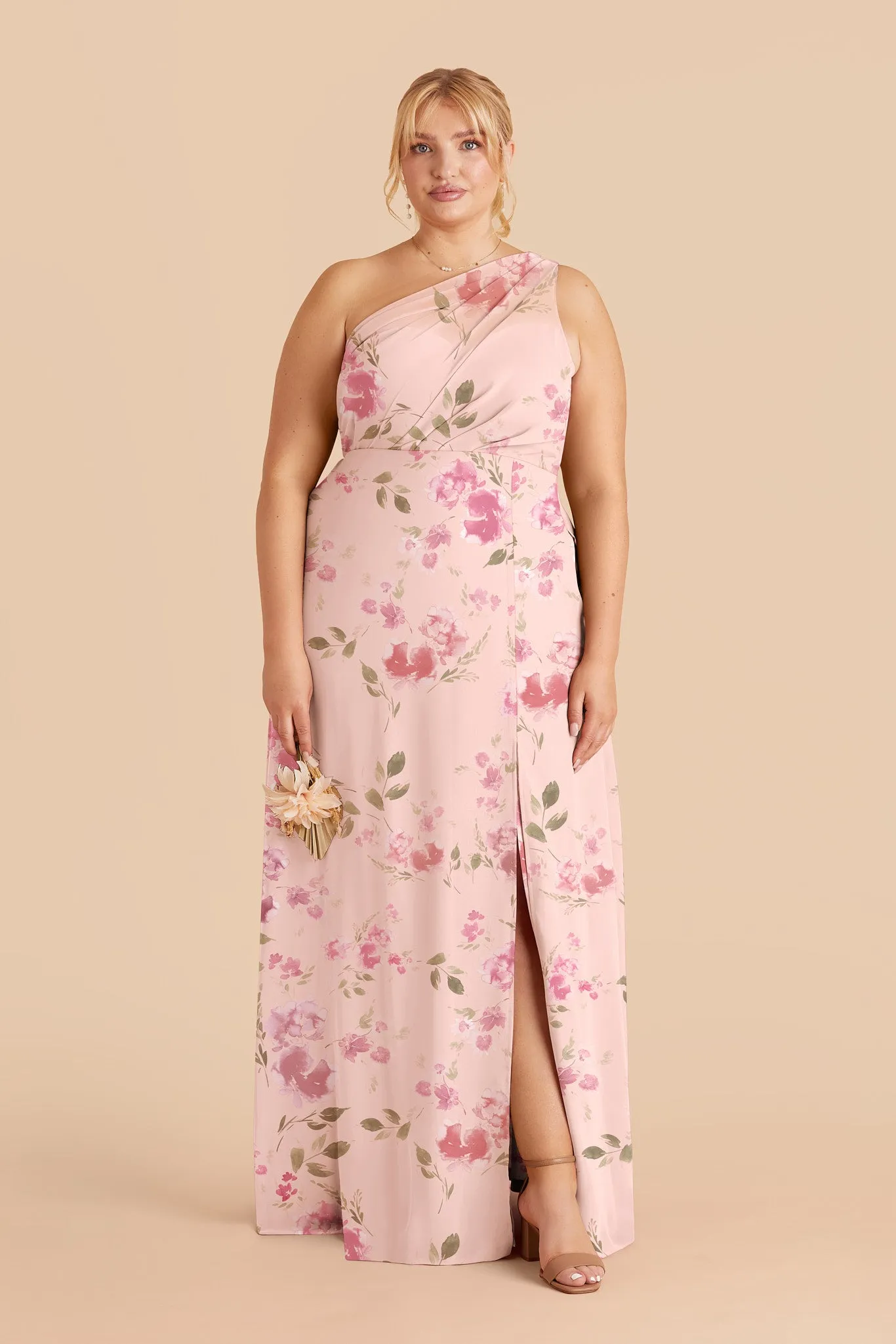 Kira Chiffon Dress Slit - Blush Pink Rococo Floral sold by Birdy Grey product image thumbnail 2