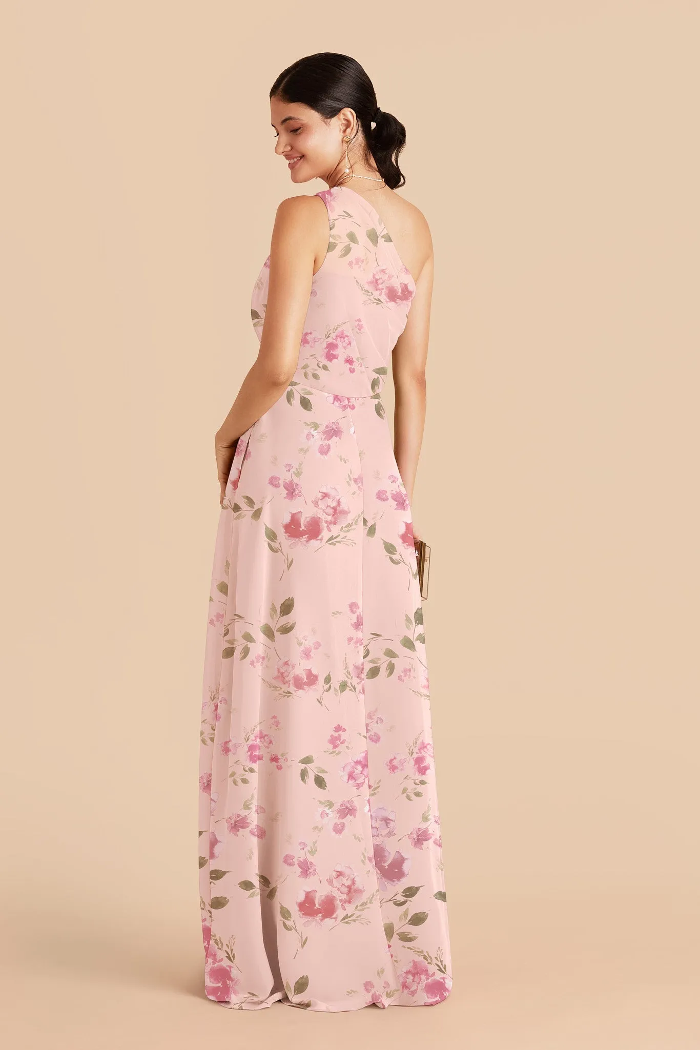 Kira Chiffon Dress Slit - Blush Pink Rococo Floral sold by Birdy Grey product image thumbnail 3