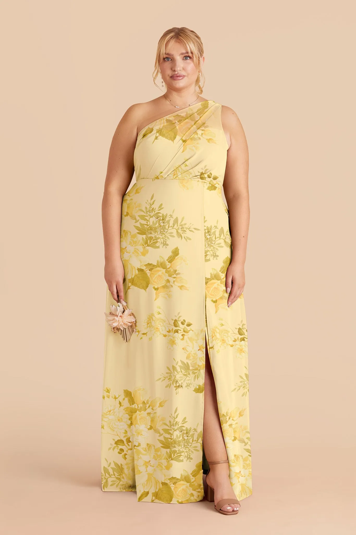 Kira Chiffon Dress Slit - Lemon Sorbet Romantic Bouquet sold by Birdy Grey product image thumbnail 2
