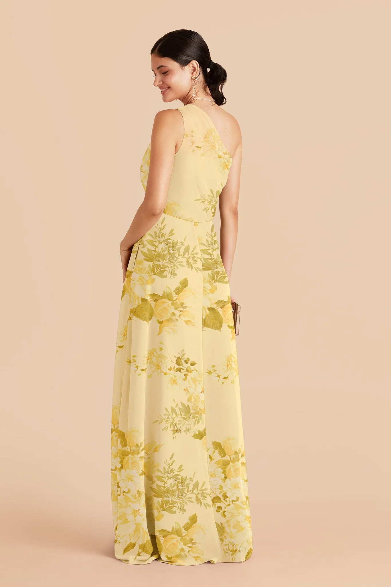 Kira Chiffon Dress Slit - Lemon Sorbet Romantic Bouquet sold by Birdy Grey product image thumbnail 3