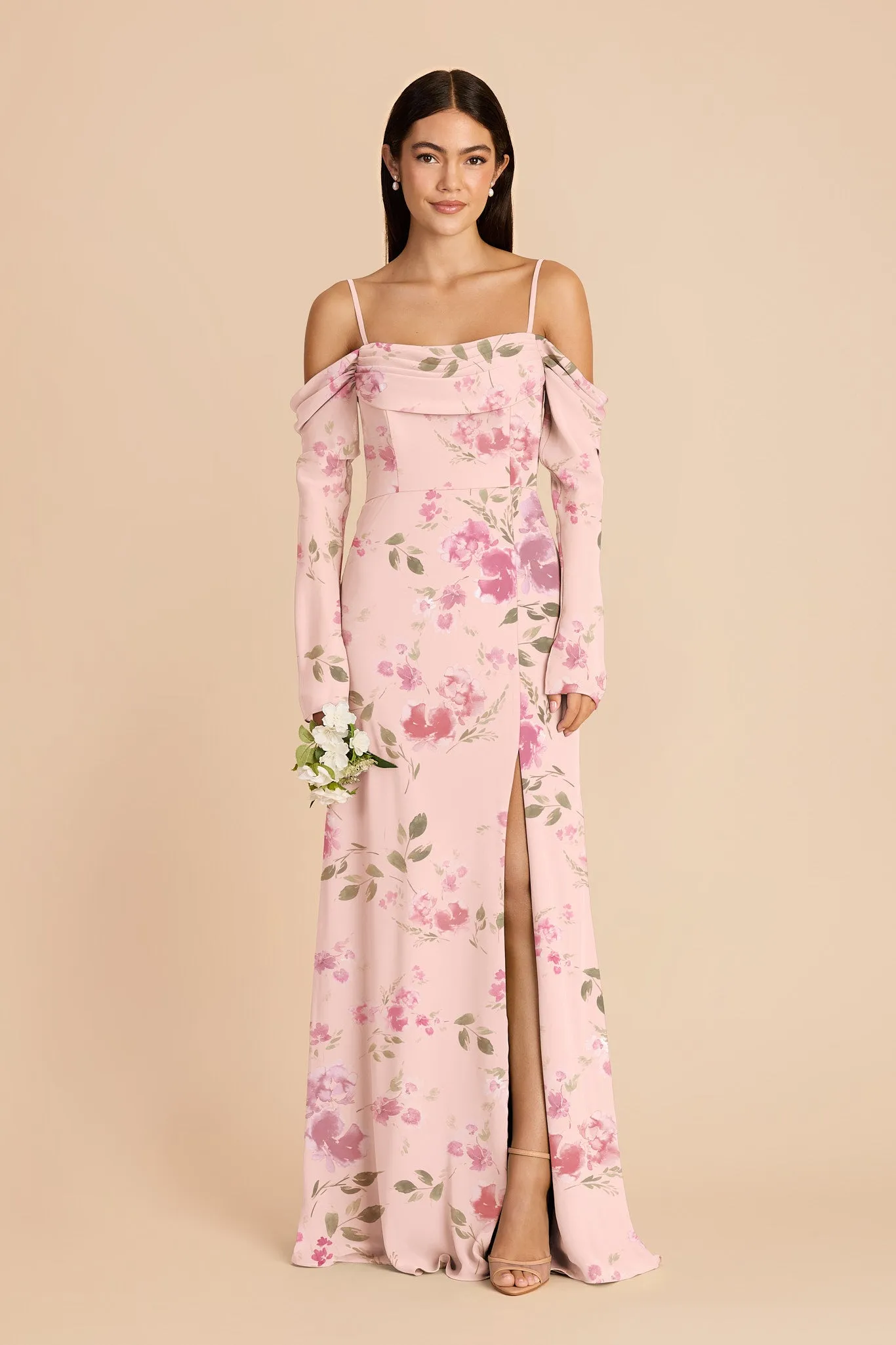 Maya Chiffon Dress - Blush Pink Rococo Floral sold by Birdy Grey