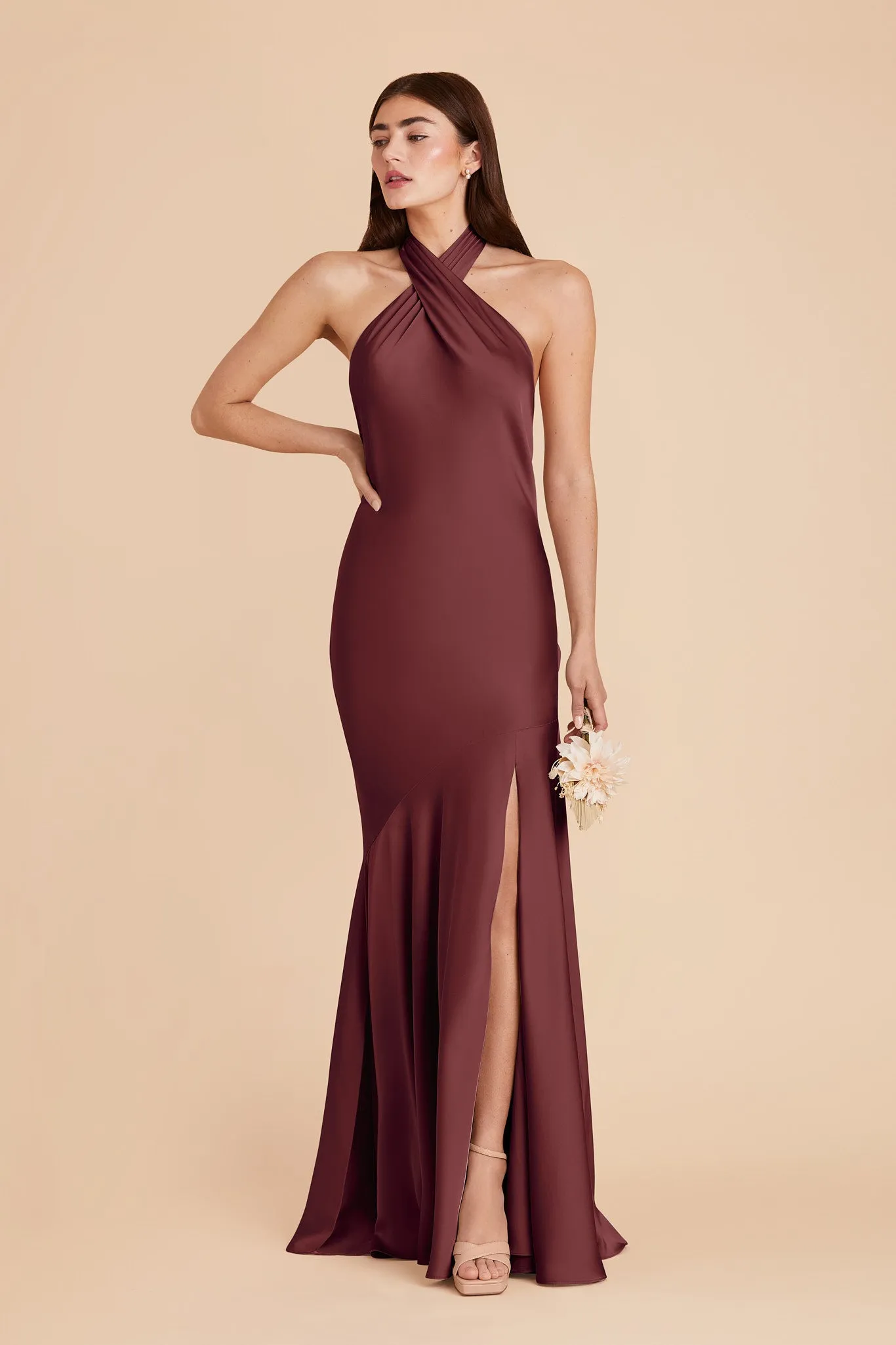 Stephanie Matte Satin Dress - Rosewood sold by Birdy Grey product image thumbnail 3