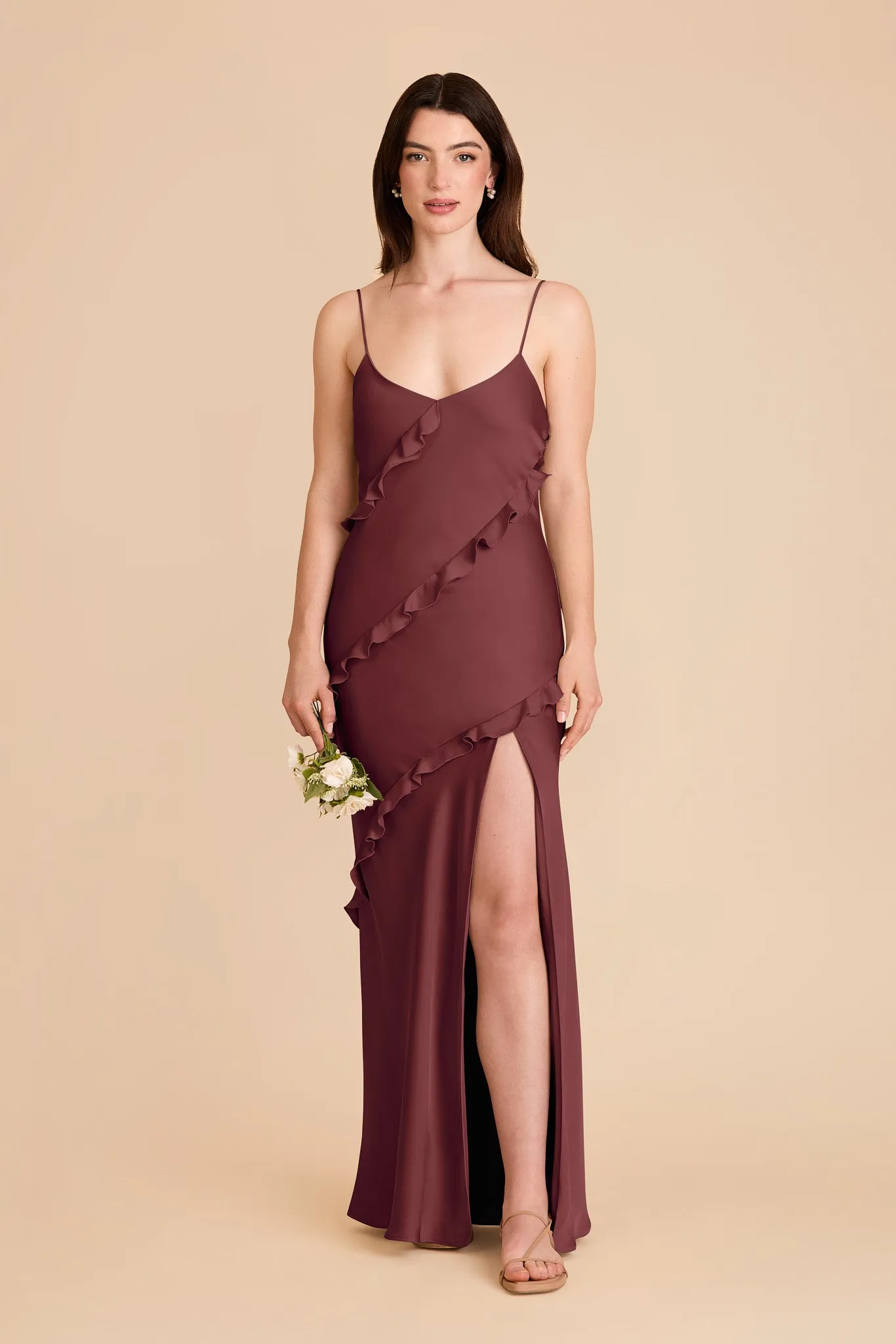 Valentina Matte Satin Dress - Rosewood sold by Birdy Grey