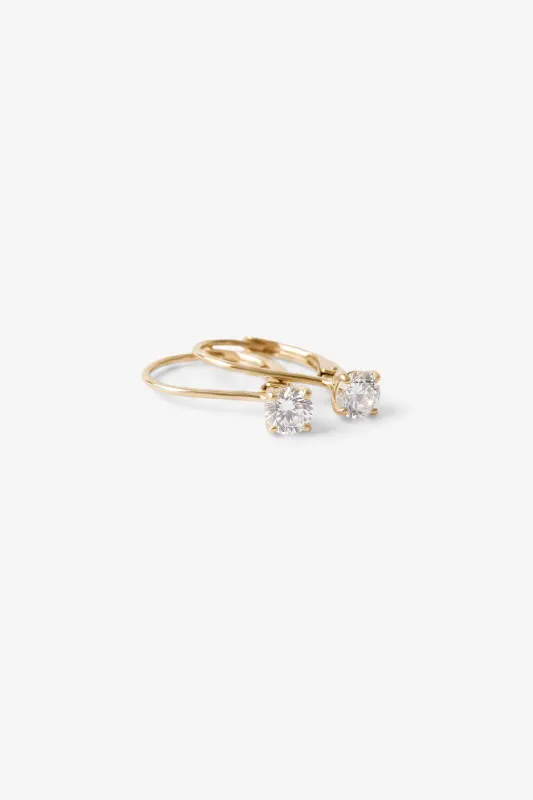 Drop Diamond 14K Solid Yellow Gold Earrings - Diamond made by Birdy Grey