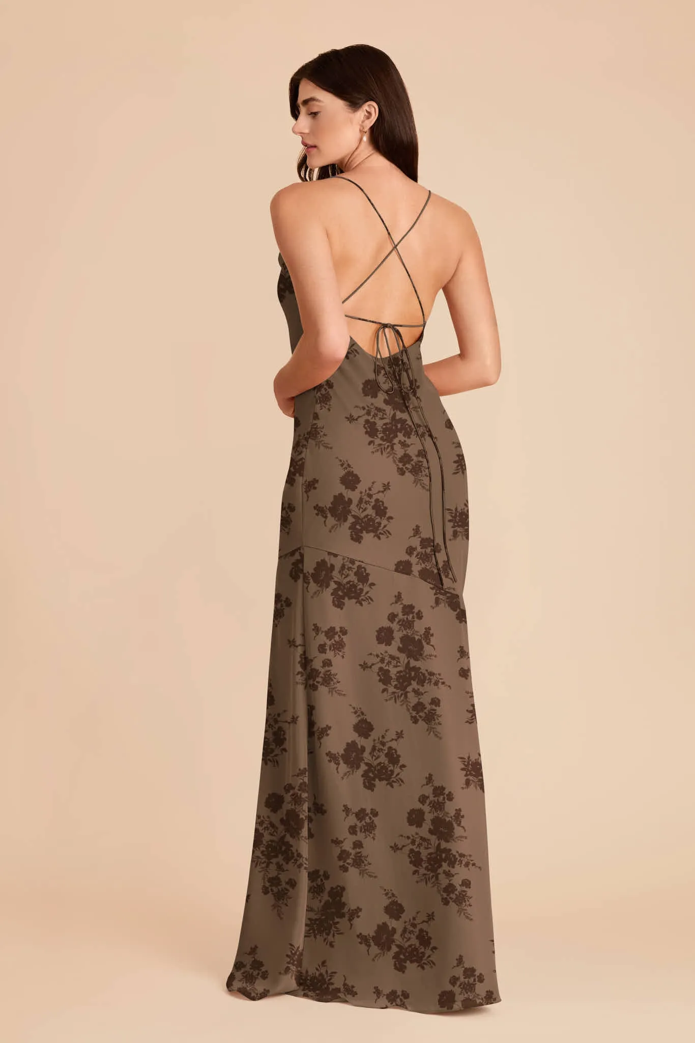 Olivia Chiffon Dress - Mocha Whimsical Blooms sold by Birdy Grey product image thumbnail 3