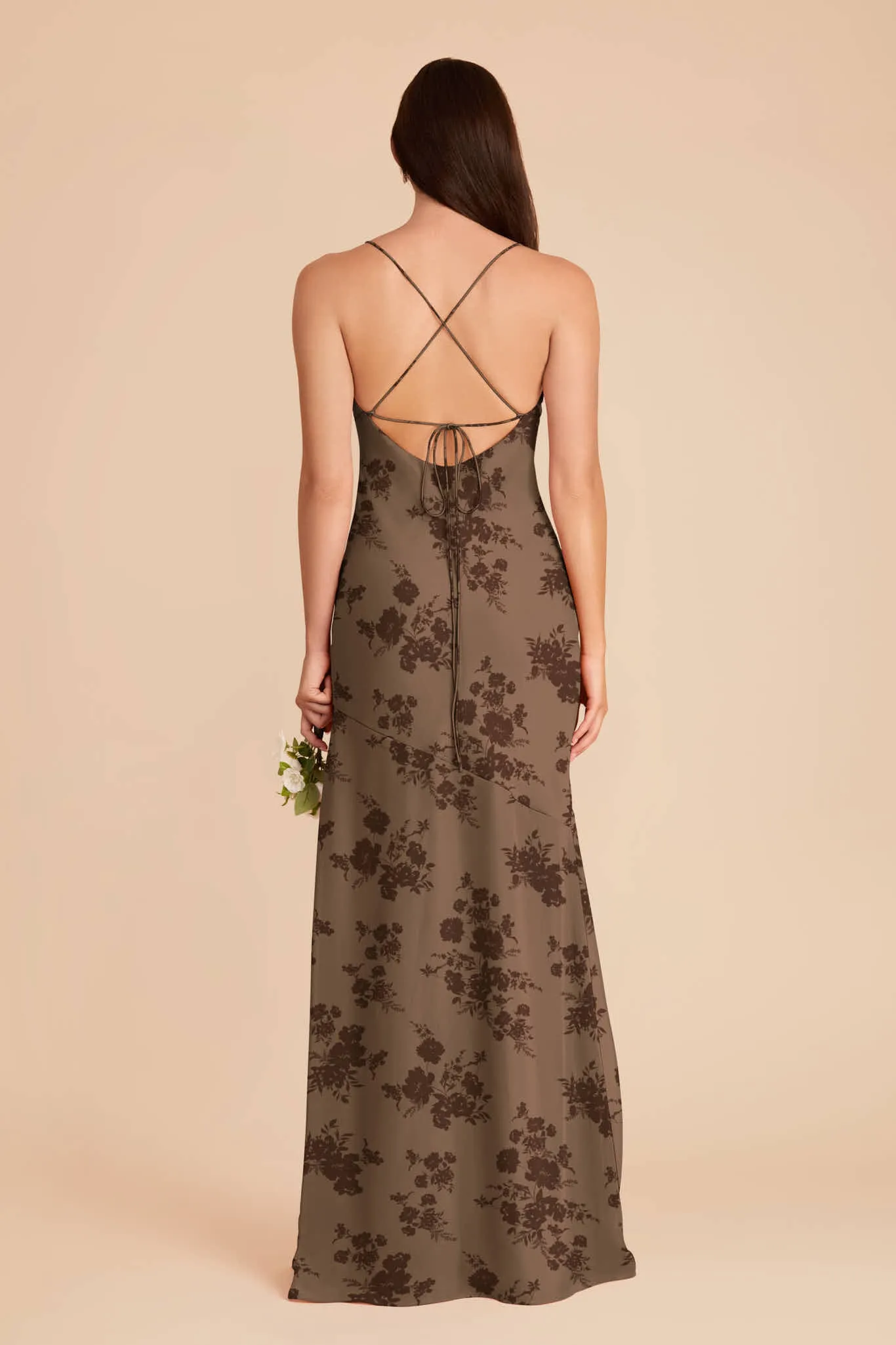 Olivia Chiffon Dress - Mocha Whimsical Blooms sold by Birdy Grey product image thumbnail 4