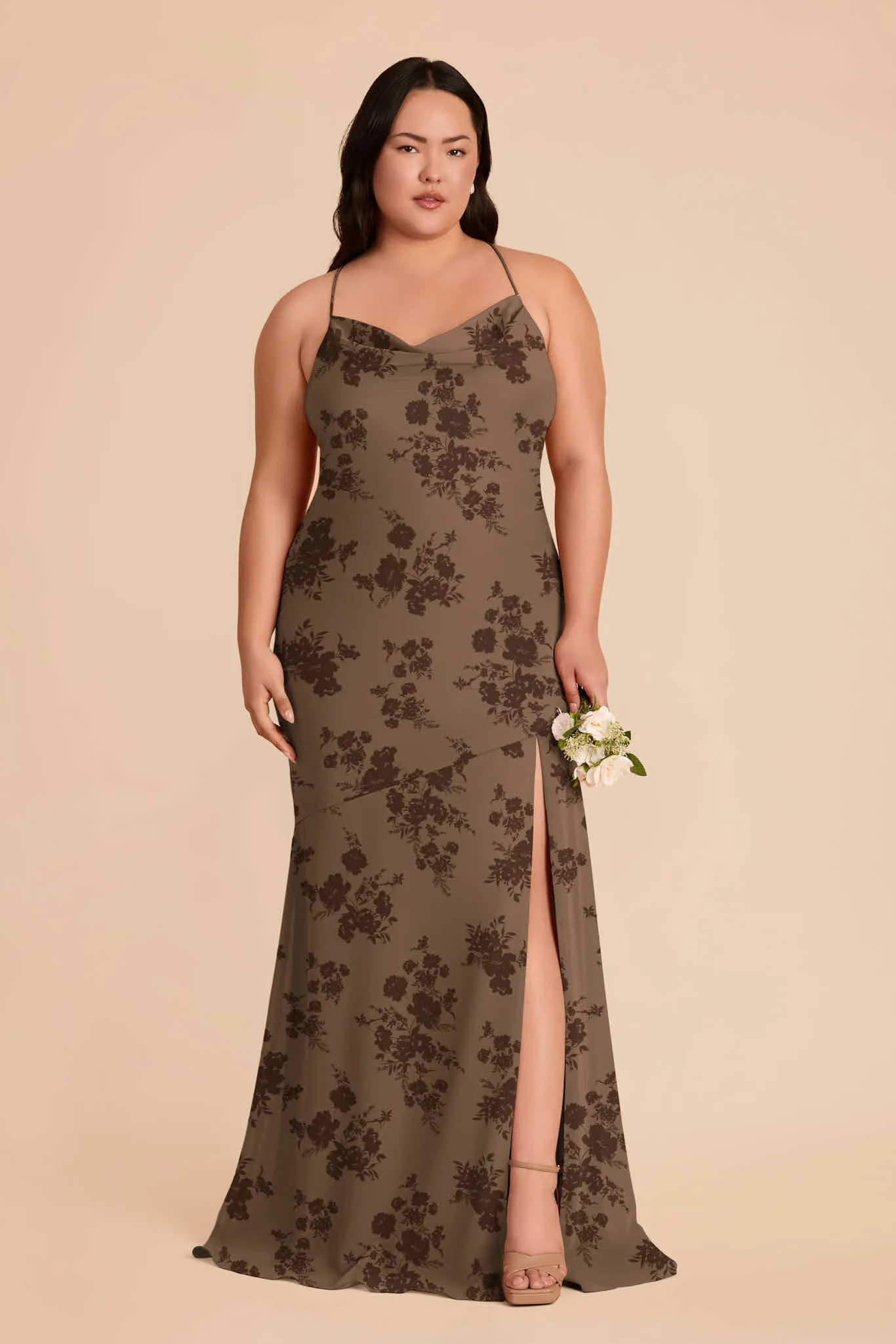 Olivia Chiffon Dress - Mocha Whimsical Blooms sold by Birdy Grey product image thumbnail 2
