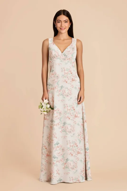 Veronica Chiffon Dress - Dusty Apricot Peonies made by Birdy Grey
