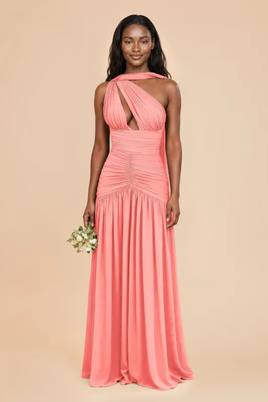 Juju Chiffon Dress - Coral Pink made by Birdy Grey