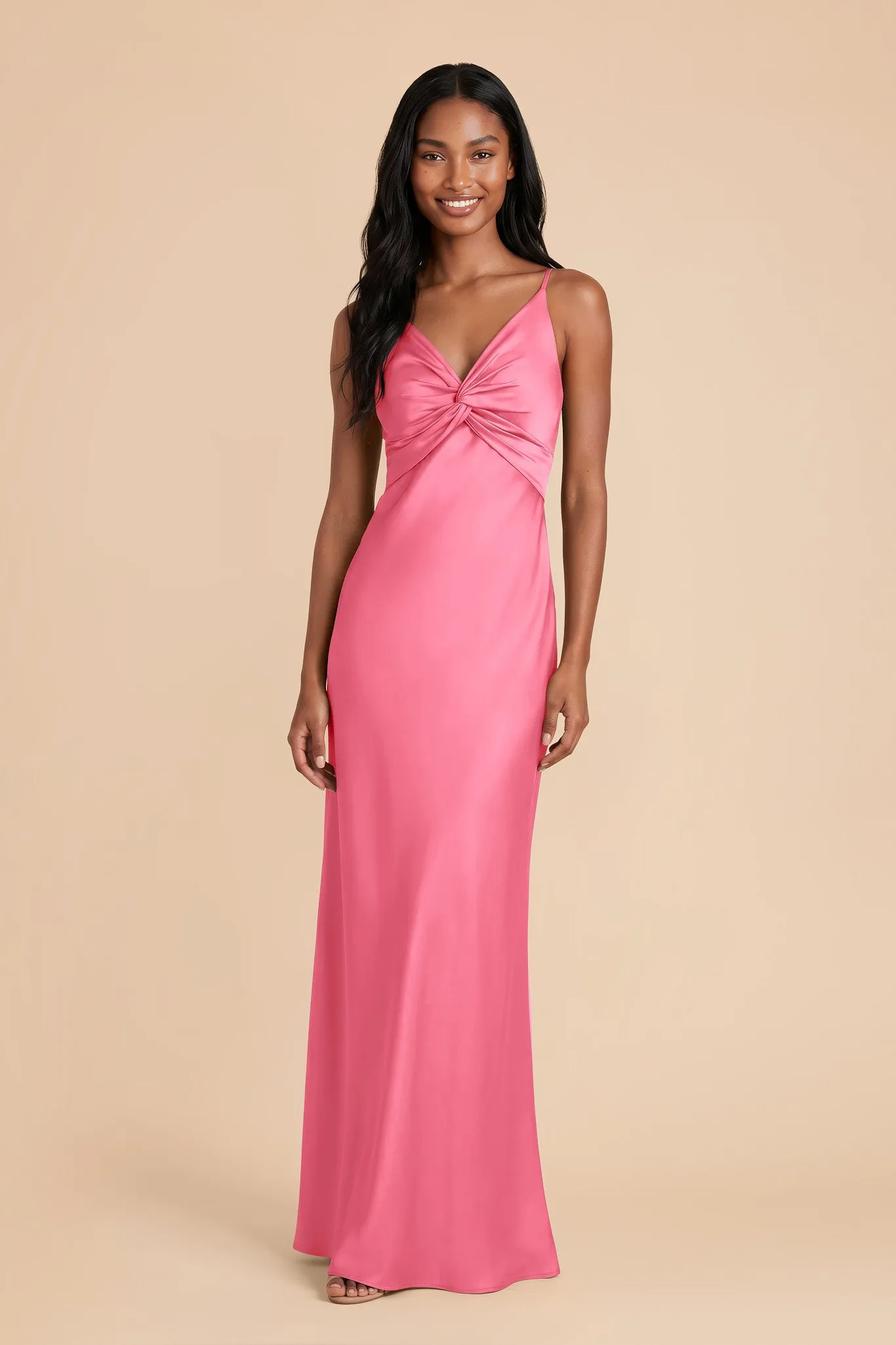 Meg Matte Satin Dress - Bon Bon Pink sold by Birdy Grey