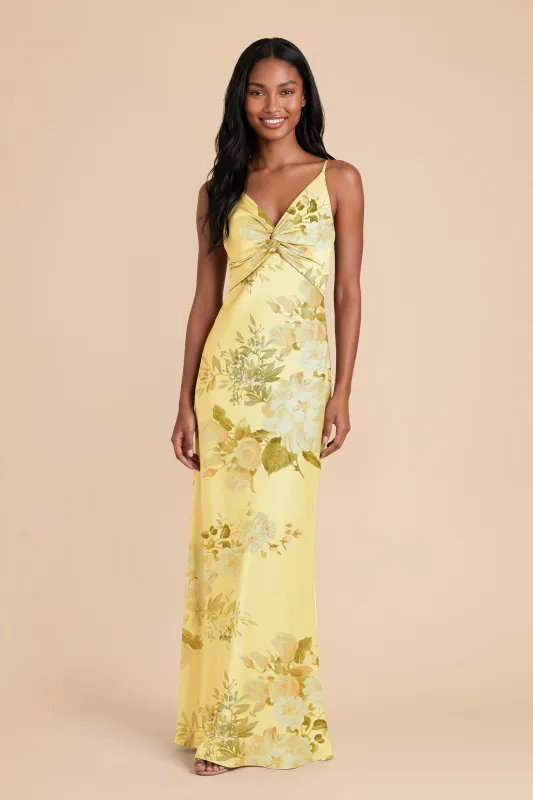 Meg Matte Satin Dress - Lemon Sorbet Romantic Bouquet made by Birdy Grey