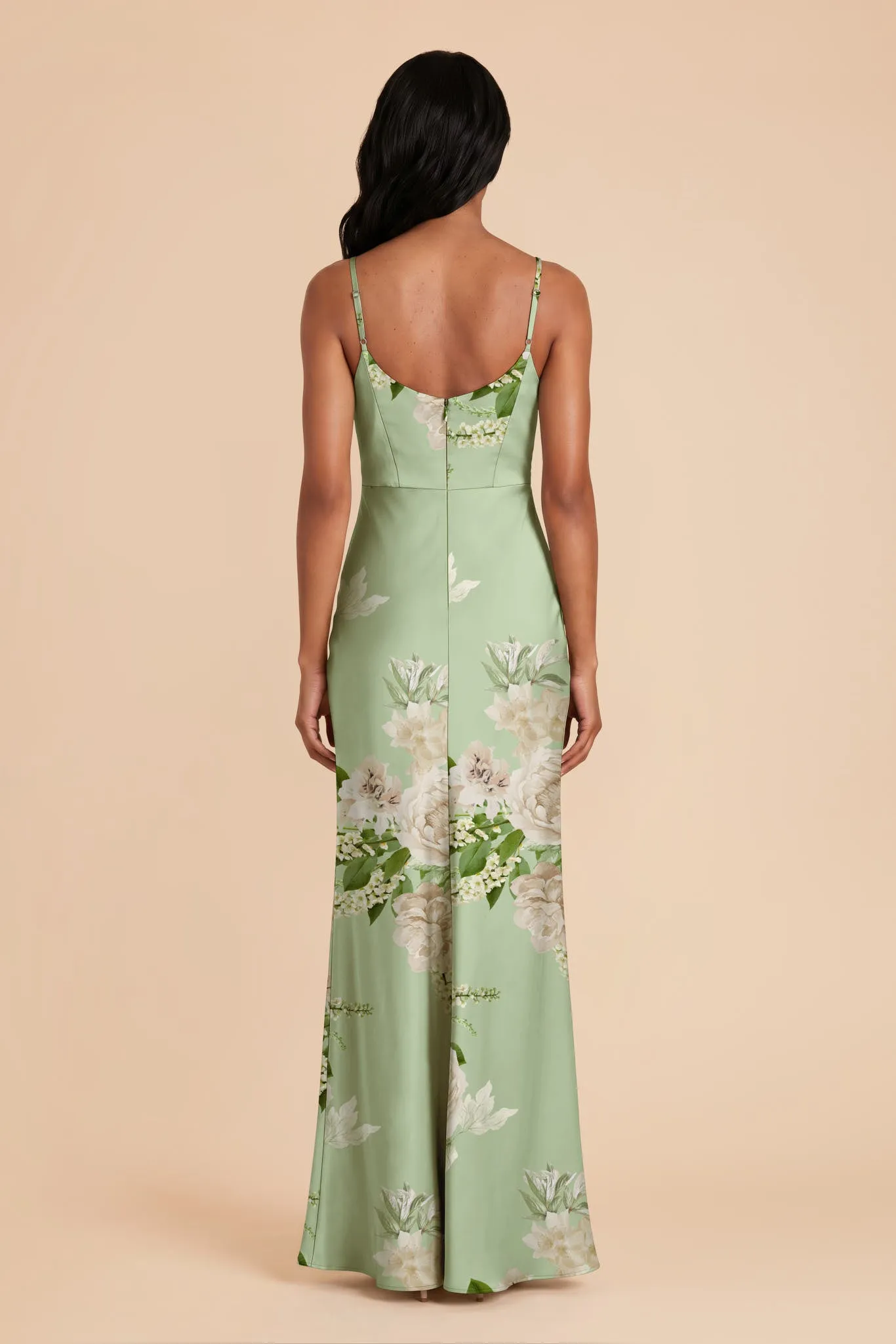 Meg Matte Satin Dress - Pistachio Garden Bloom sold by Birdy Grey product image thumbnail 3