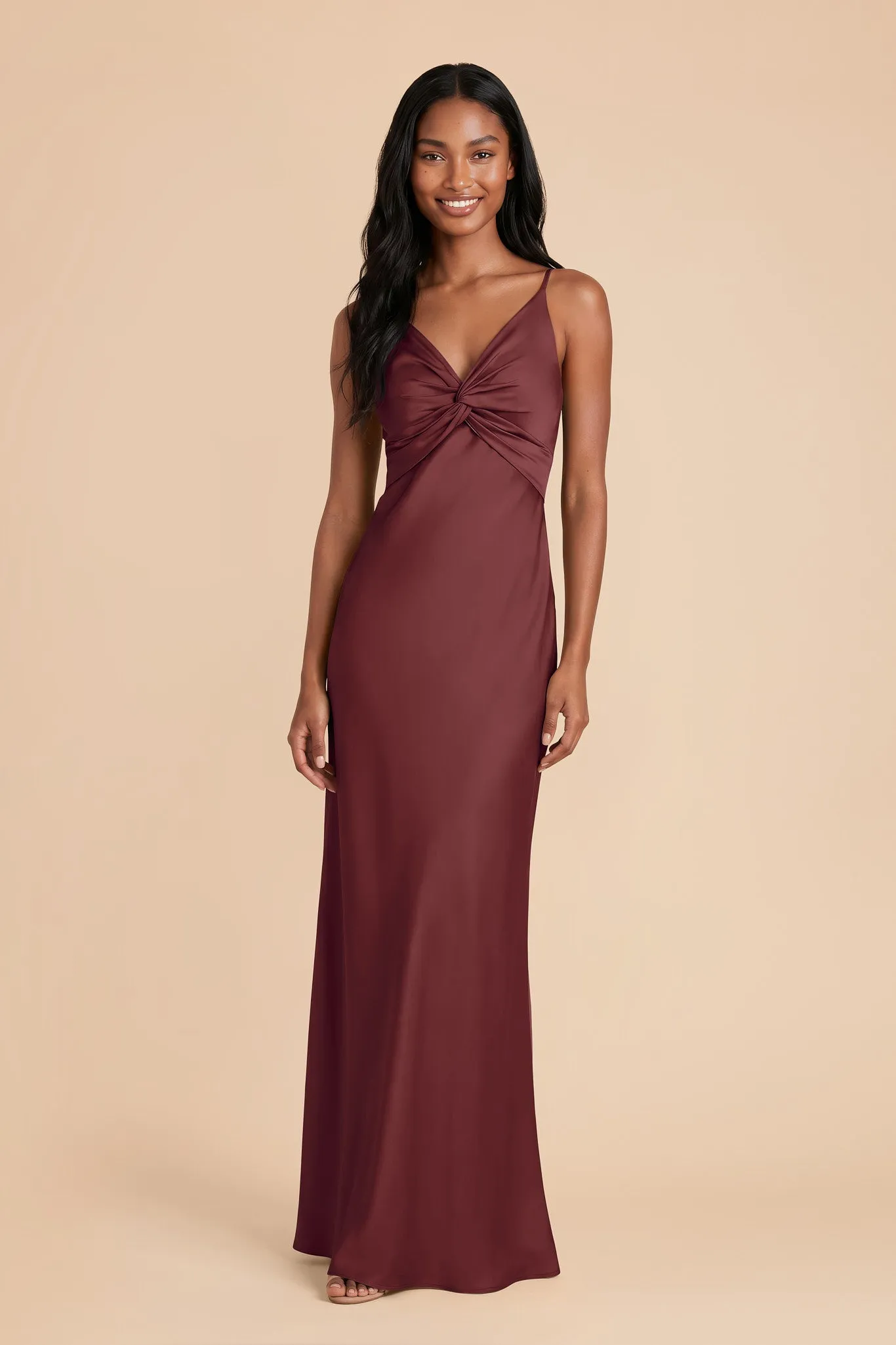 Meg Matte Satin Dress - Rosewood sold by Birdy Grey