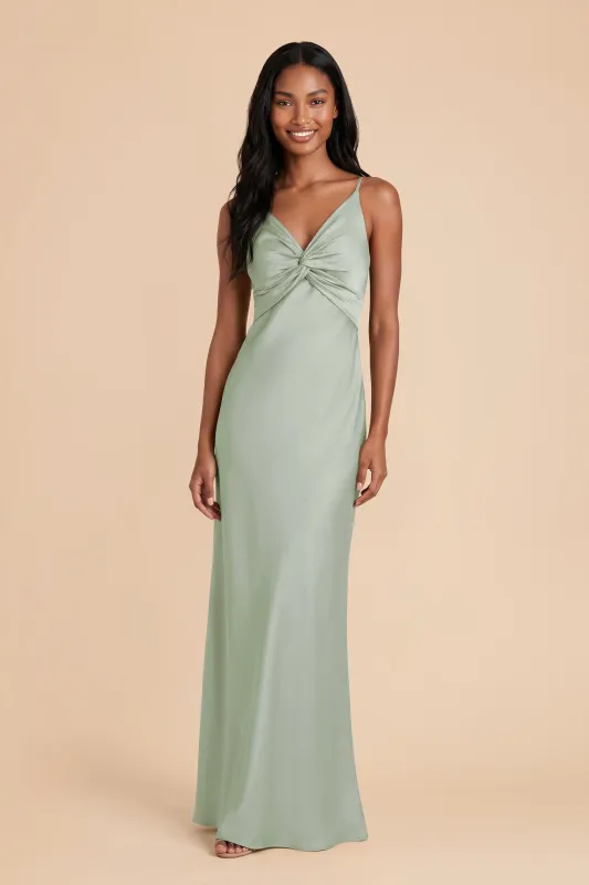 Meg Matte Satin Dress - Sage made by Birdy Grey