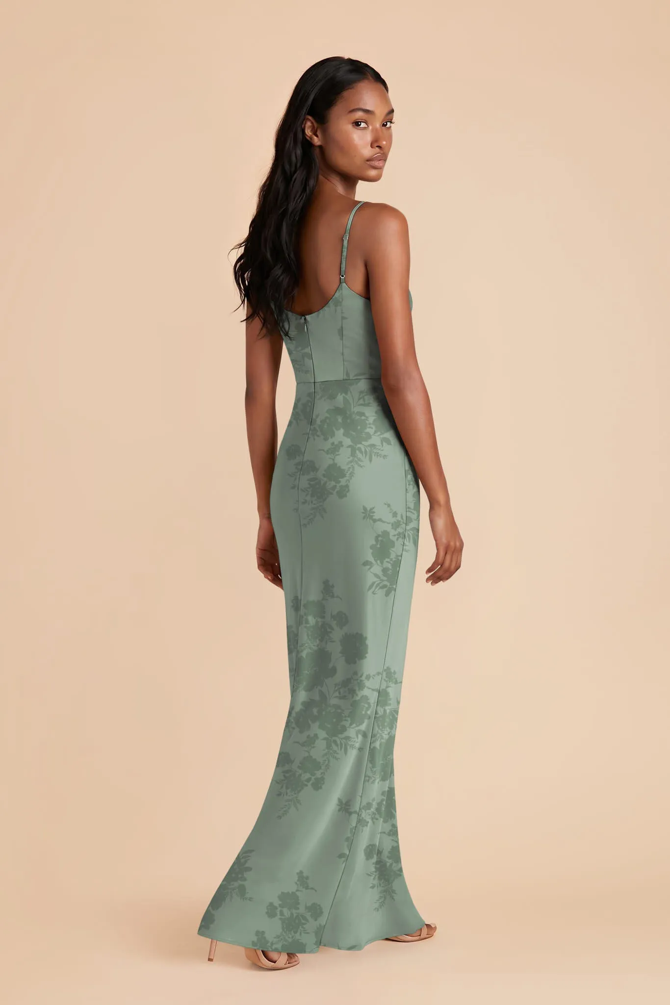 Meg Matte Satin Dress - Sage Whimsical Blooms sold by Birdy Grey product image thumbnail 2