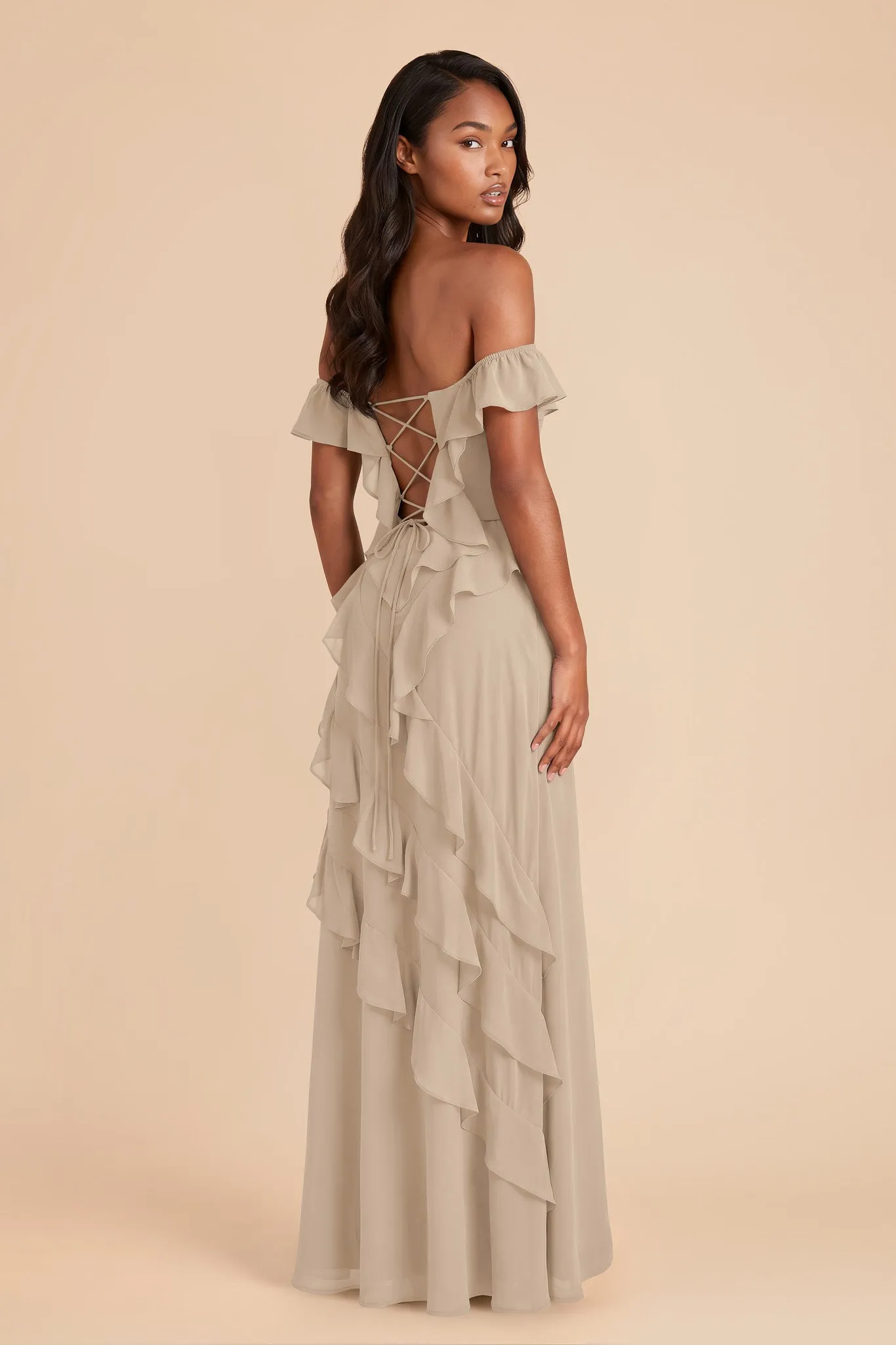 Sindy Chiffon Dress - Almond sold by Birdy Grey product image thumbnail 3