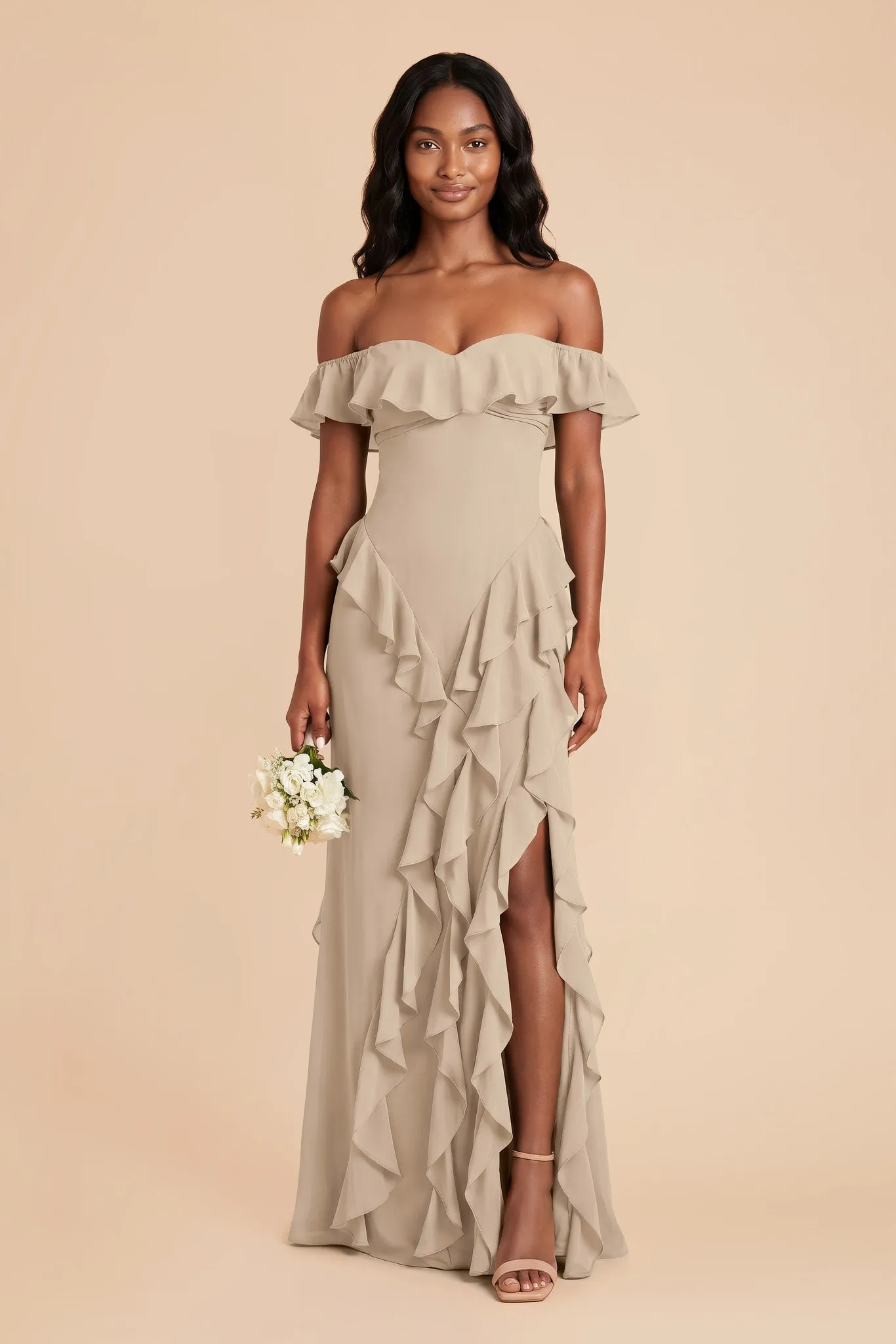 Sindy Chiffon Dress - Almond sold by Birdy Grey