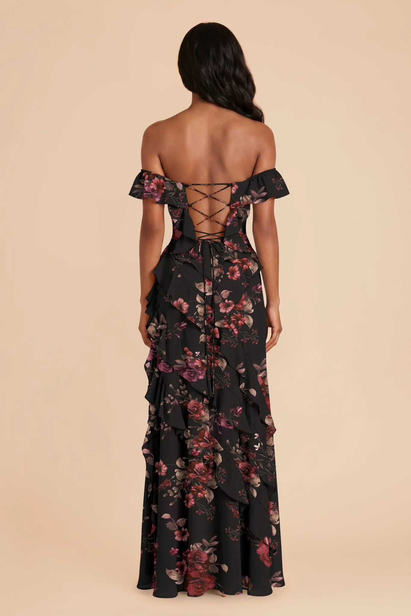 Sindy Chiffon Dress - Black Fleurs D'amour sold by Birdy Grey product image thumbnail 3