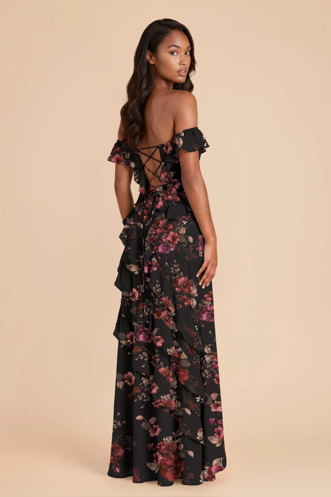 Sindy Chiffon Dress - Black Fleurs D'amour sold by Birdy Grey product image thumbnail 2